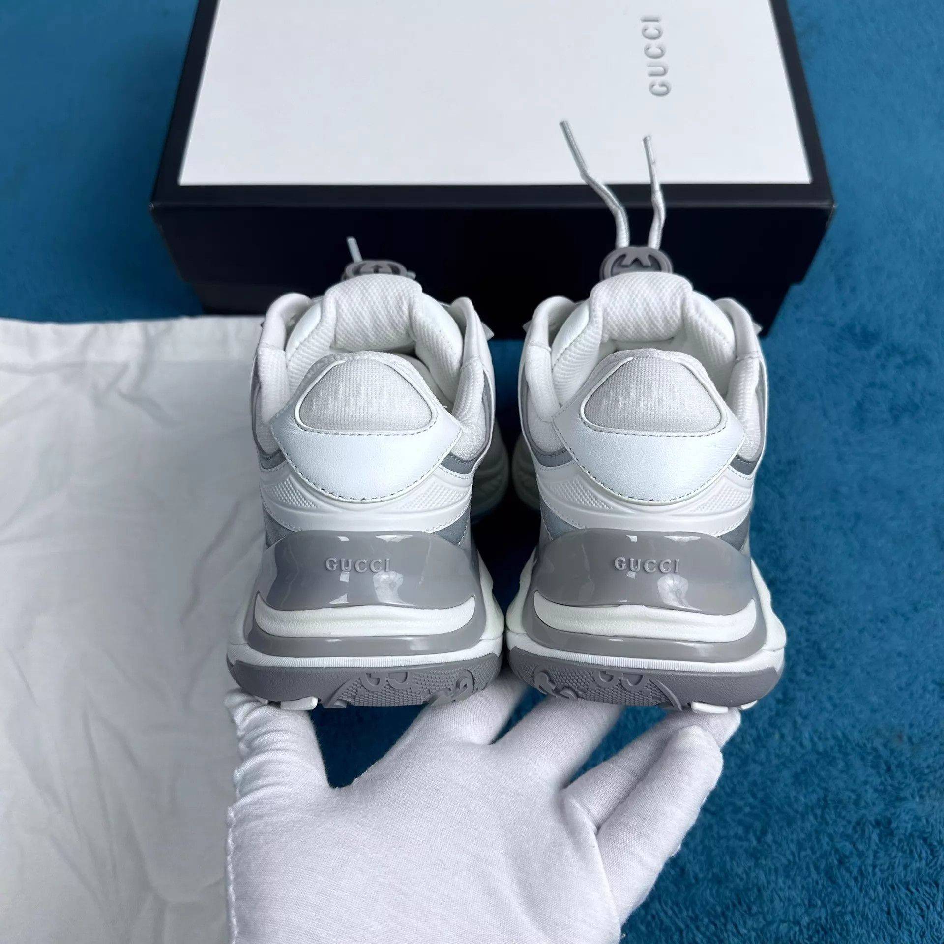 Gucci Gucci Leather Drawstring Low-Top Sneakers Gray 37 Size US 6.5 / IT 36.5 - 4 Thumbnail