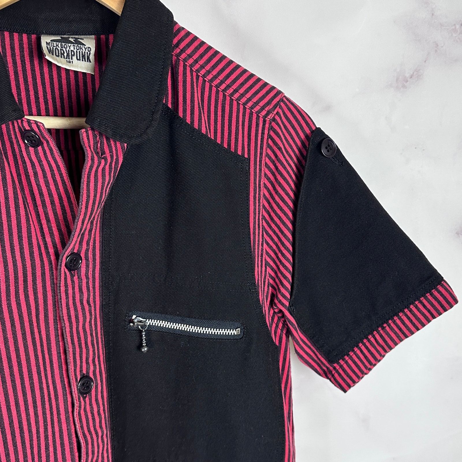 Japanese Brand Milkboy Tokyo Red Stripe Work Punk Bowling Shirt Size US S / EU 44-46 / 1 - 4 Thumbnail