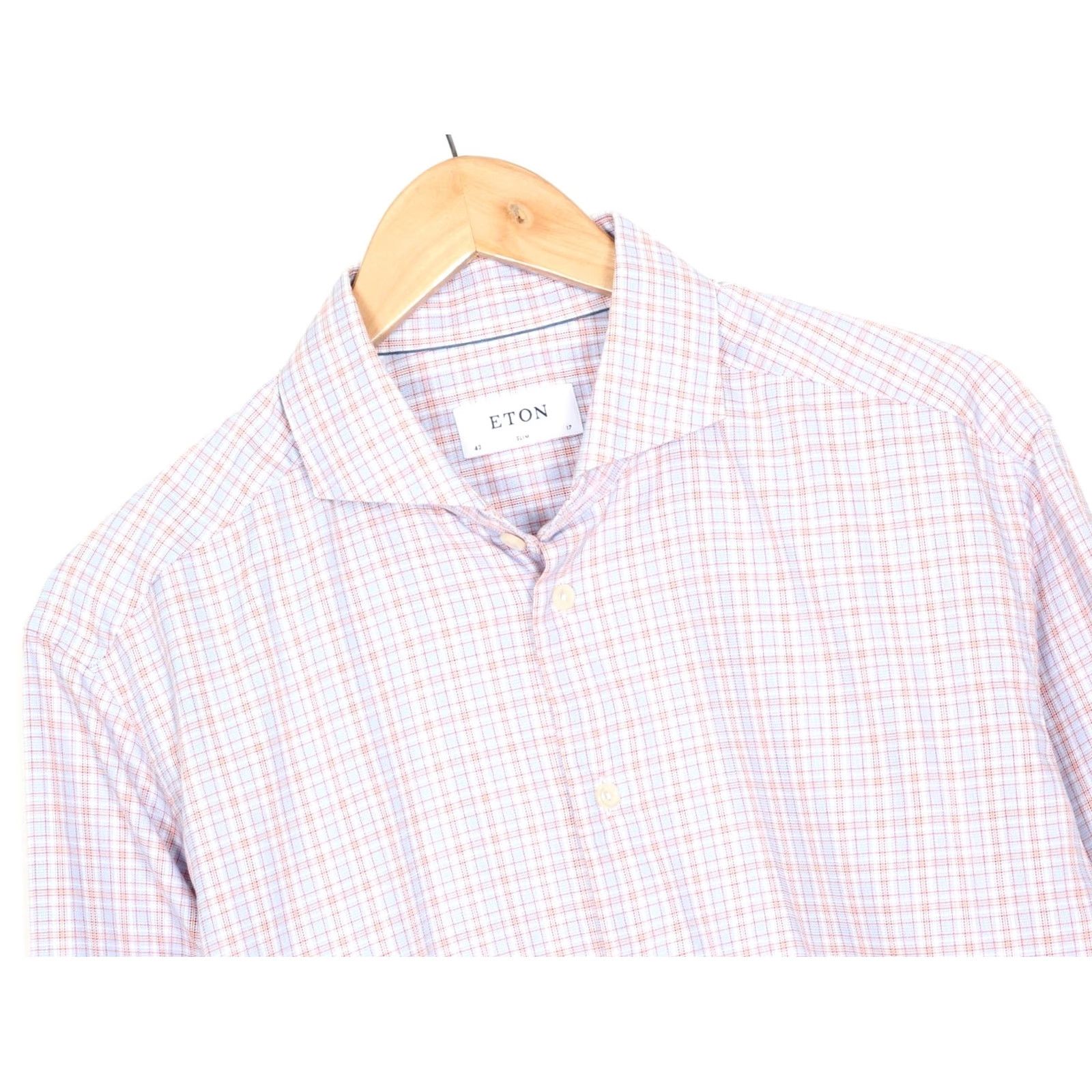 Eton ETON Slim Fit Twill Plaid Shirt Men XL Long Sleeve Cutaway Button-Up, Multicoloured, Casual, Formal, 43 17 Size US XL / EU 56 / 4 - 2 Thumbnail