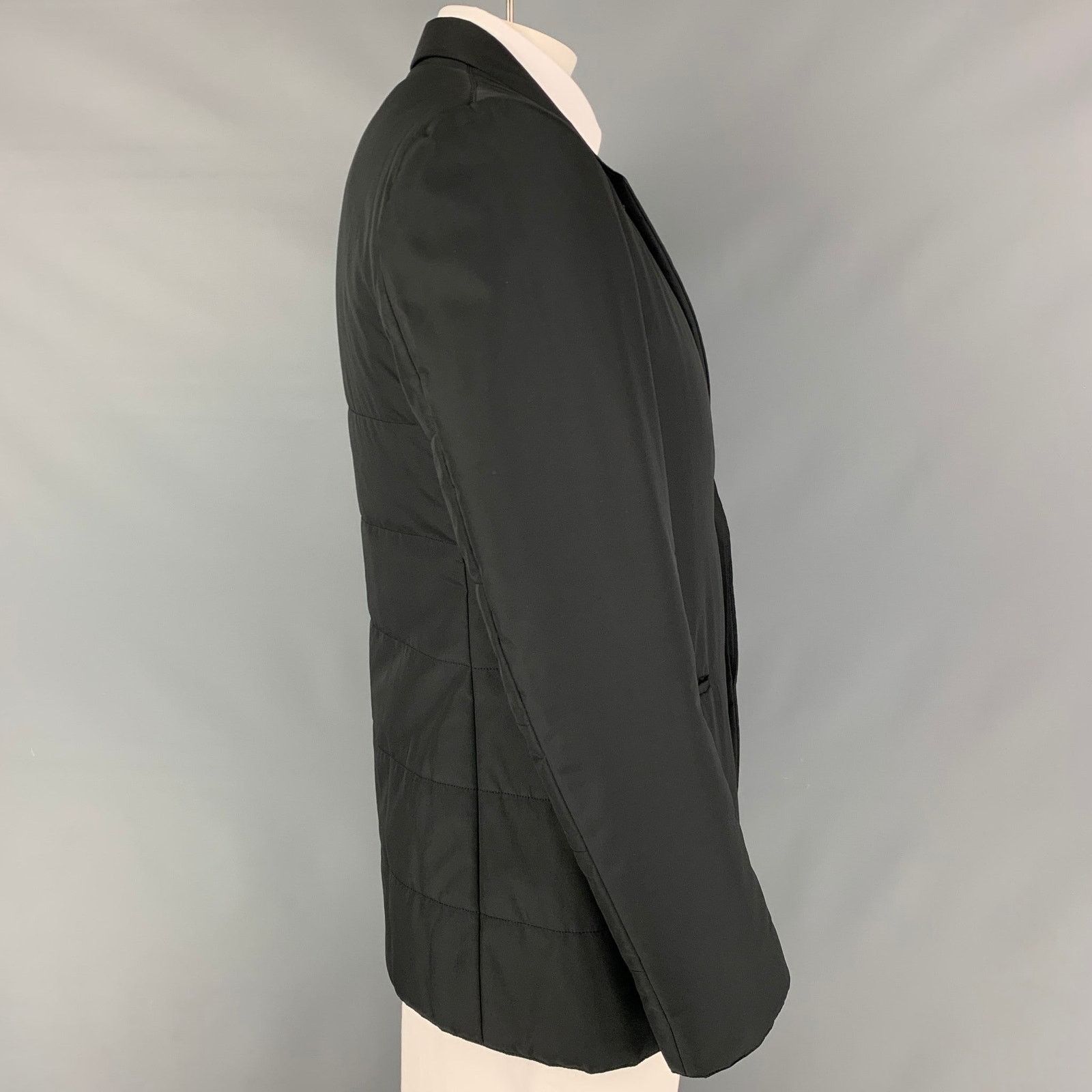 Calvin Klein Size 44 Black Quilted Polyester Sport Coat Size 44R - 3 Thumbnail