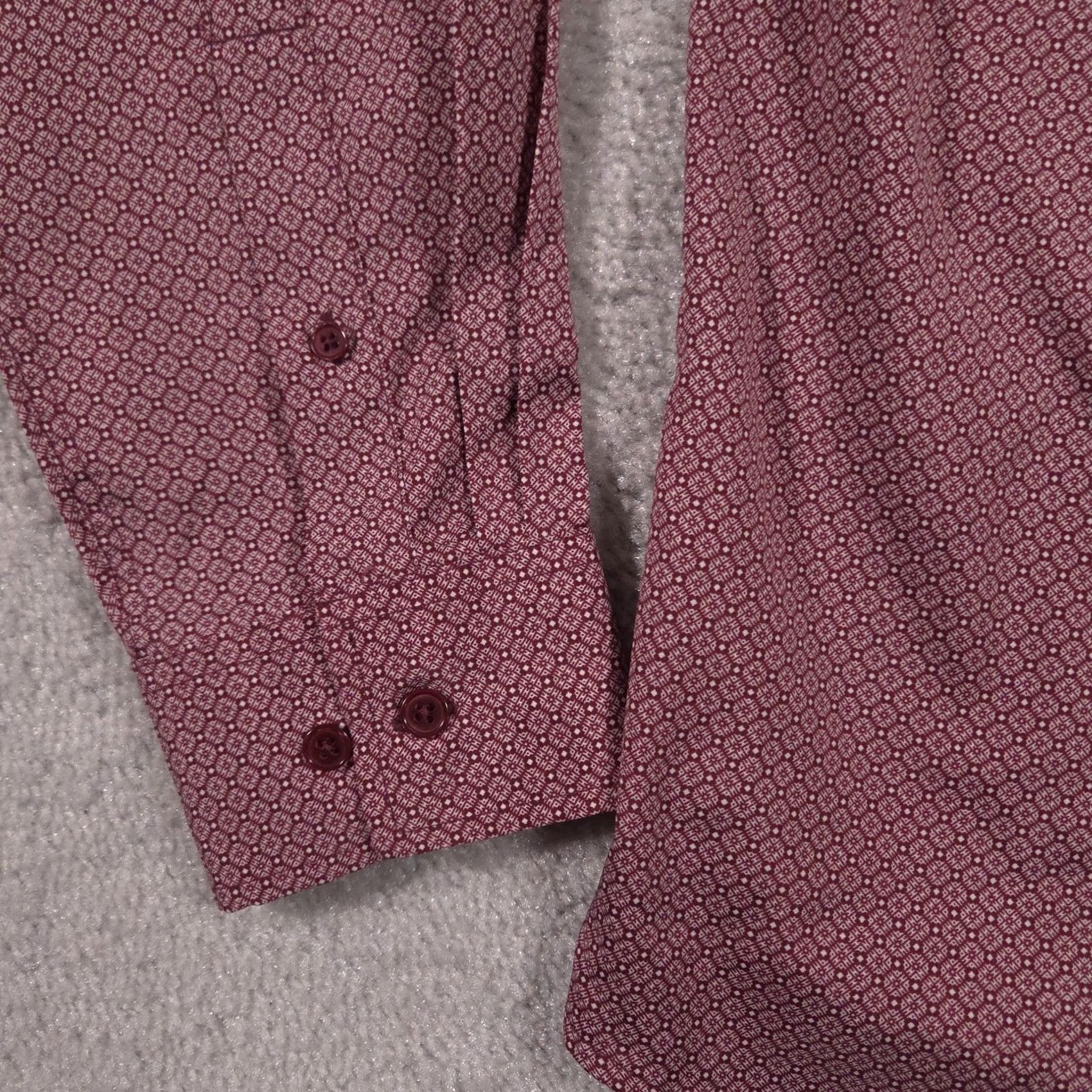 Vintage Nick Graham Dress Shirt Mens Large Red Geometric Stretch Modern Fit Long Sleeve Size 42R - 4 Thumbnail