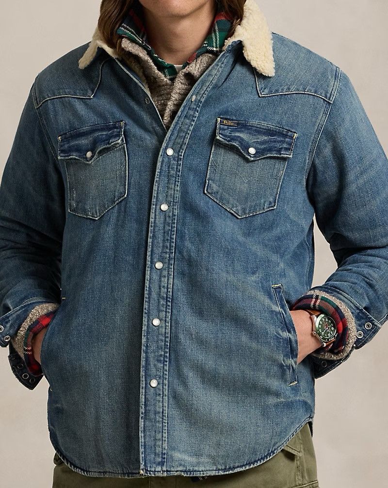 Polo Ralph Lauren Polo Ralph Lauren Fleece-Lined Denim Western Shirt Jacket Size US XXL / EU 58 / 5 - 4 Thumbnail