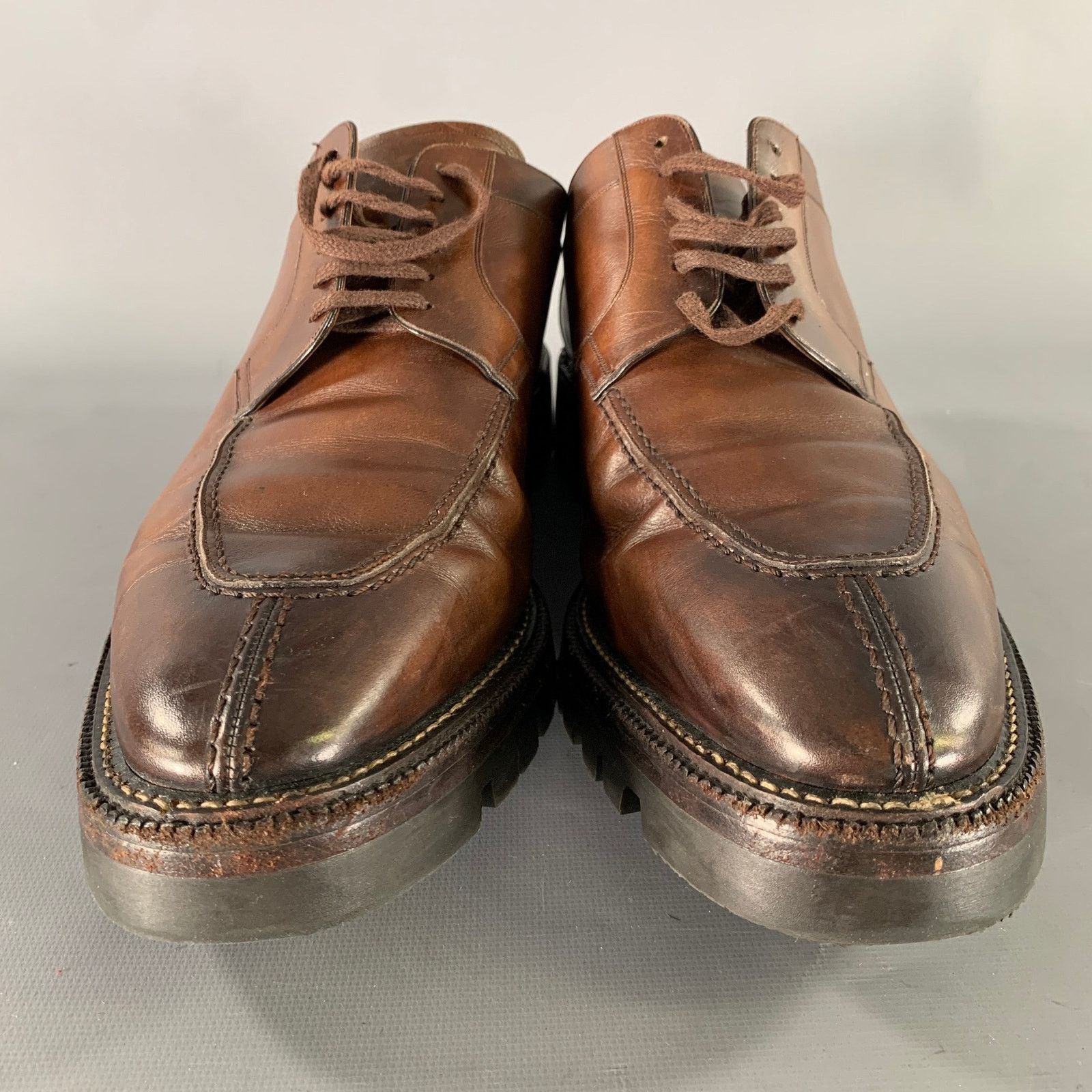 Bally BALLY SCUBER Brown Contrast Stitch Leather Derby Lace Up Size US 12 / EU 45 - 4 Thumbnail
