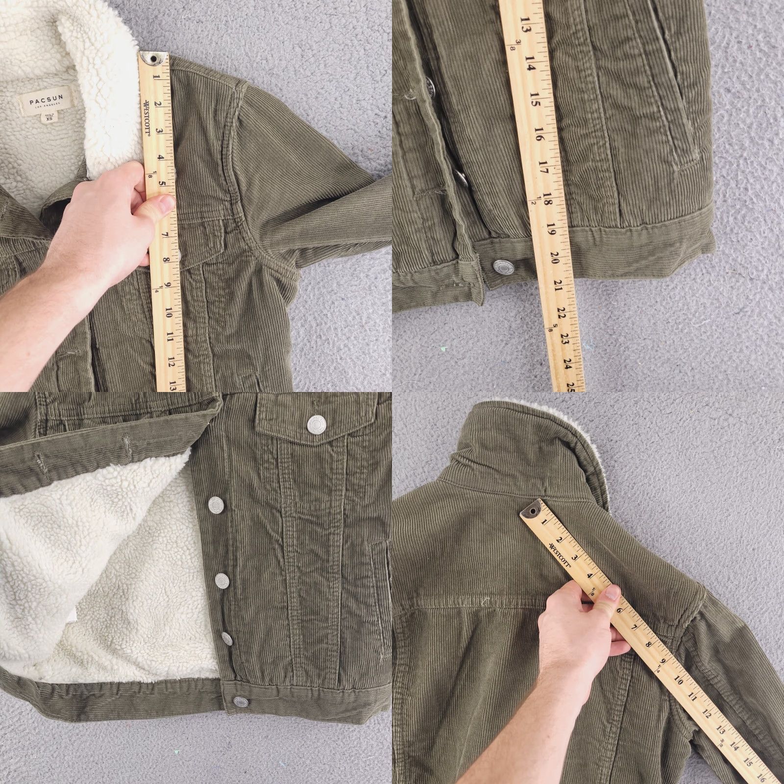 Pacsun Pacsun Jacket Womens XS Corduroy Button Trucker Fleece Olive Brown Sherpa Size XS / US 0-2 / IT 36-38 - 8 Thumbnail