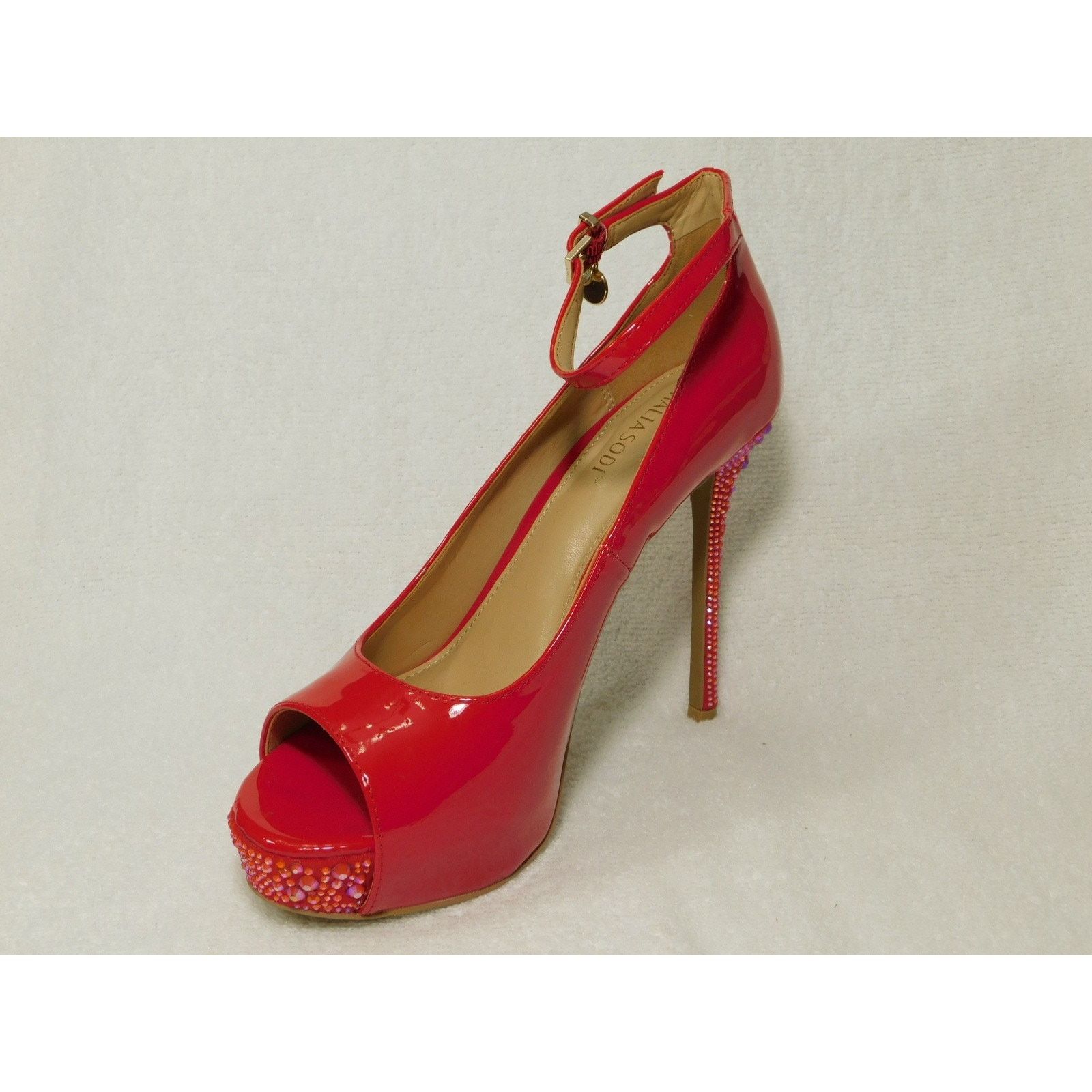 Other W683 Thalia Red Sodi Libbie Ankle-Strap Red Patent Heels 8 M Size US 8 / IT 38 - 2 Thumbnail