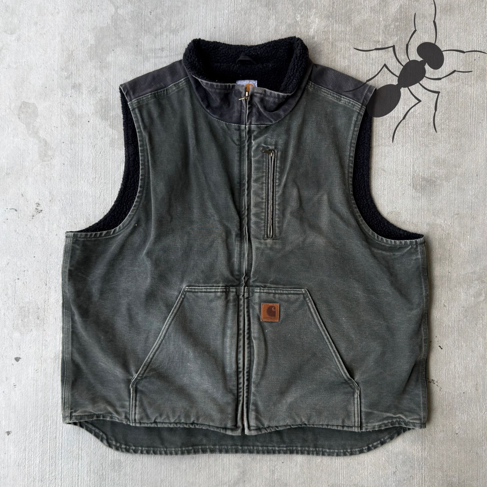 Carhartt × Vintage Carhartt V33 green Sherpa lined work wear vest Size US XL / EU 56 / 4 - 1 Thumbnail