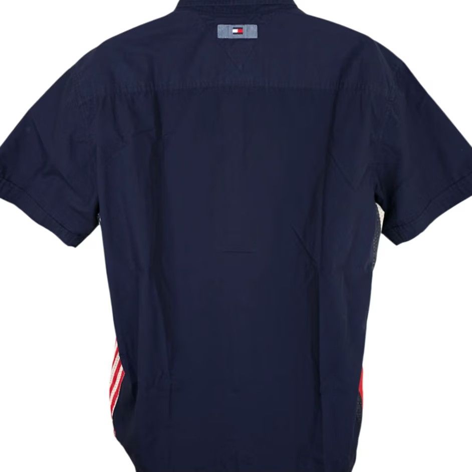 Tommy Hilfiger VINTAGE Tommy Hilfiger Shirt Mens Size L Blue 90s American Flag Mechanic Button-Up Short Sleeve Collared Size US L / EU 52-54 / 3 - 4 Thumbnail