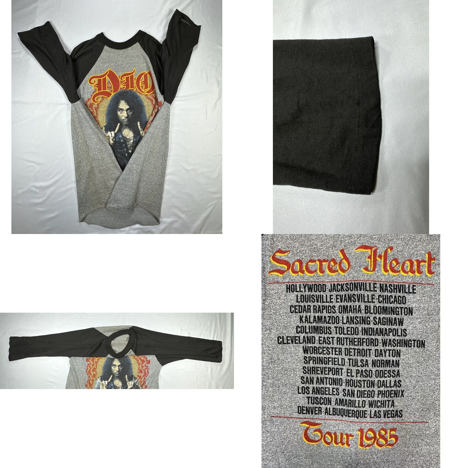 Glanshirt Vintage Dio Raglan Shirt Sz S 1985 Sacred Heart Tour Signal Tag, Gray Cotton Blend Size US S / EU 44-46 / 1 - 8 Thumbnail