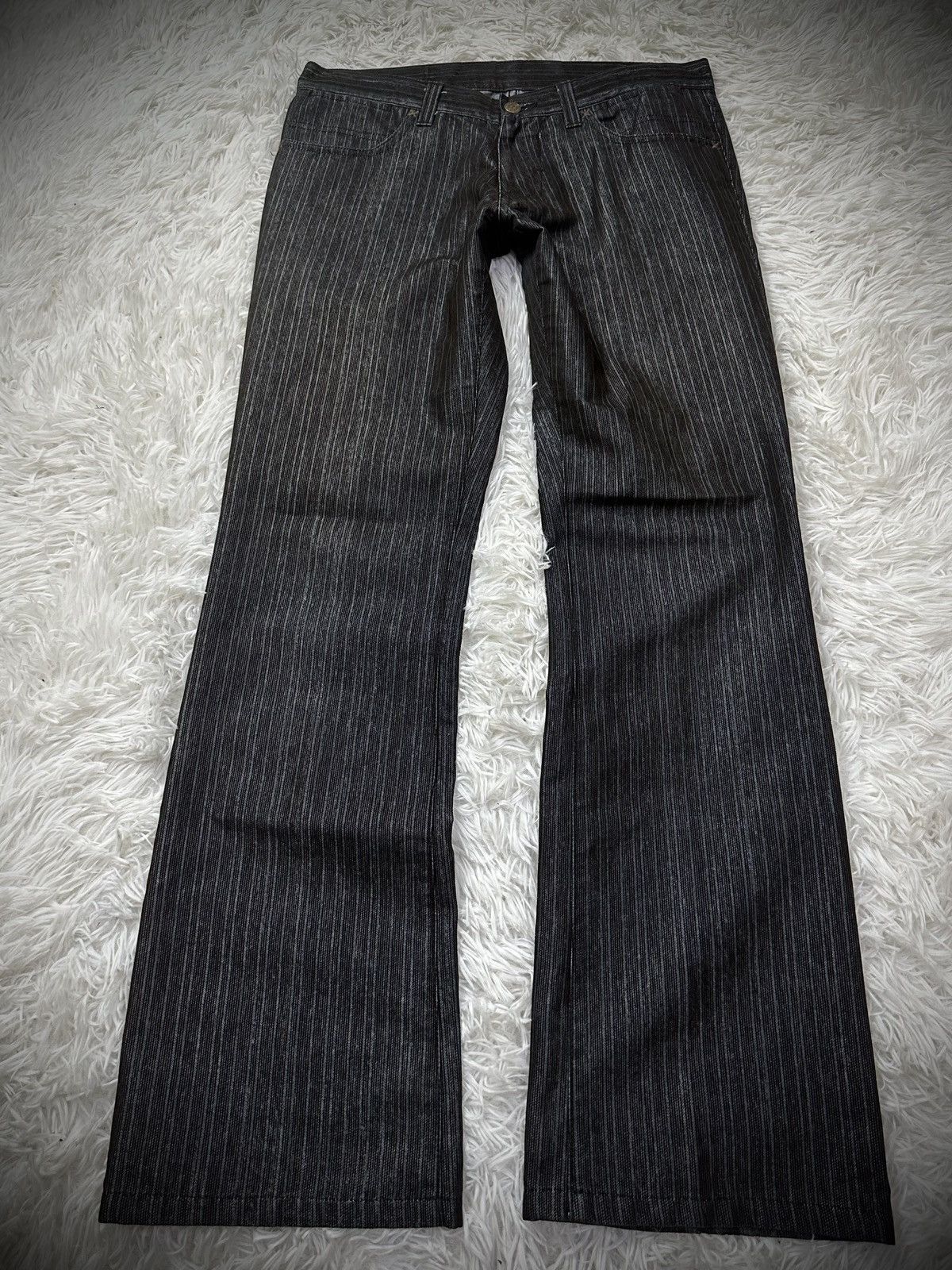 Tornado Mart 💥rare💥 TORNADO MART stripe flare punk jeans Size US 31 - 1 Thumbnail