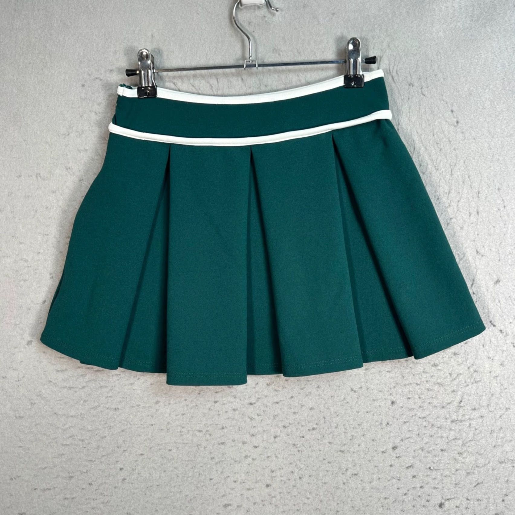 Urban Outfitters VINTAGE Urban Outfitters Womens Small Green Pleated Mini Skirt W/ White Trim Size 28" / US 6 / IT 42 - 2 Thumbnail