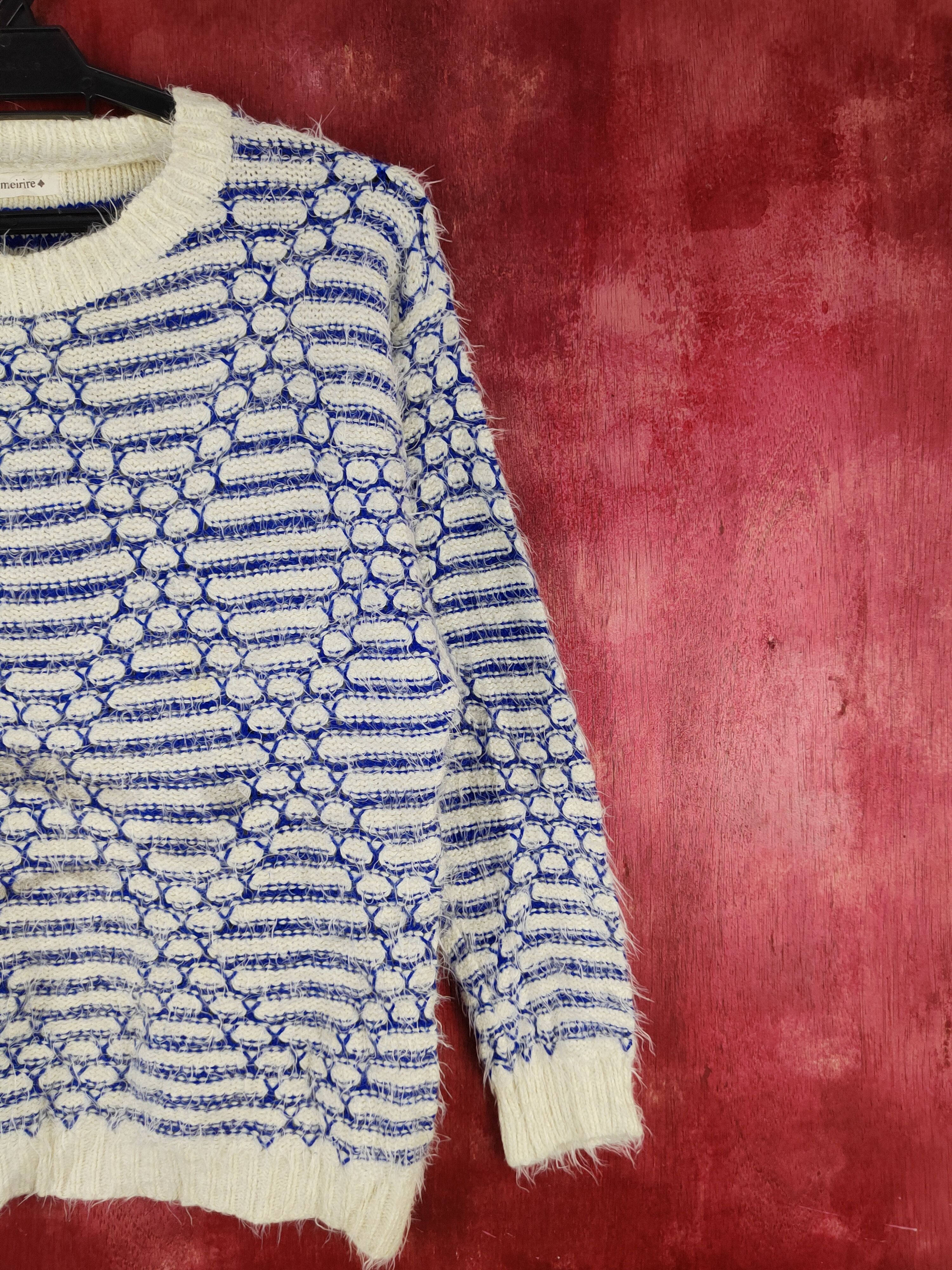 Homespun Knitwear Meirire Blue White Shag Shaggy Fur Mohair Knitwear #2001 Size S / US 4 / IT 40 - 5 Thumbnail