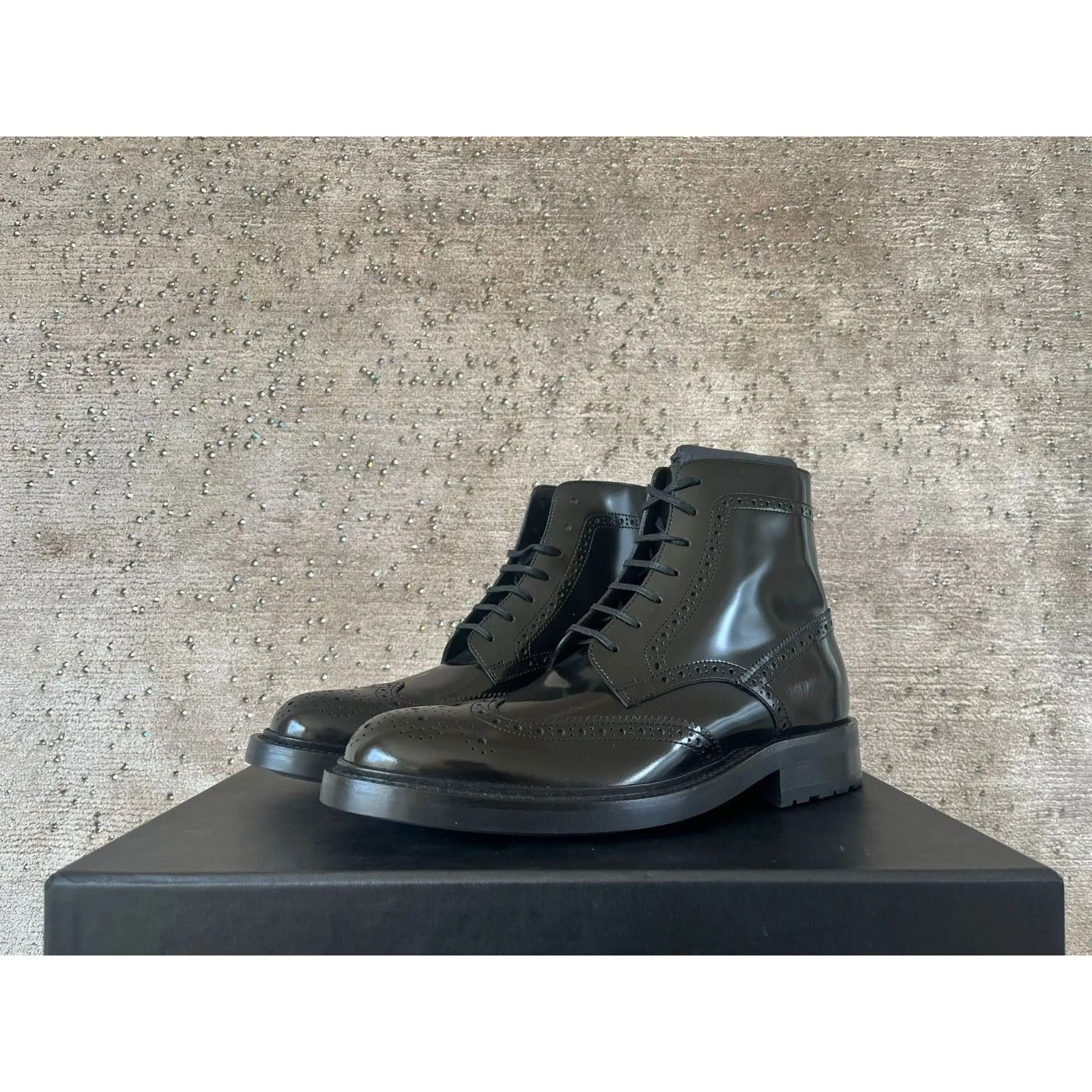 Saint Laurent Paris o1rshd1 Embroidered Army 20 Lace Up Boots in Ketta in Black Size US 7 / EU 40 - 5 Thumbnail