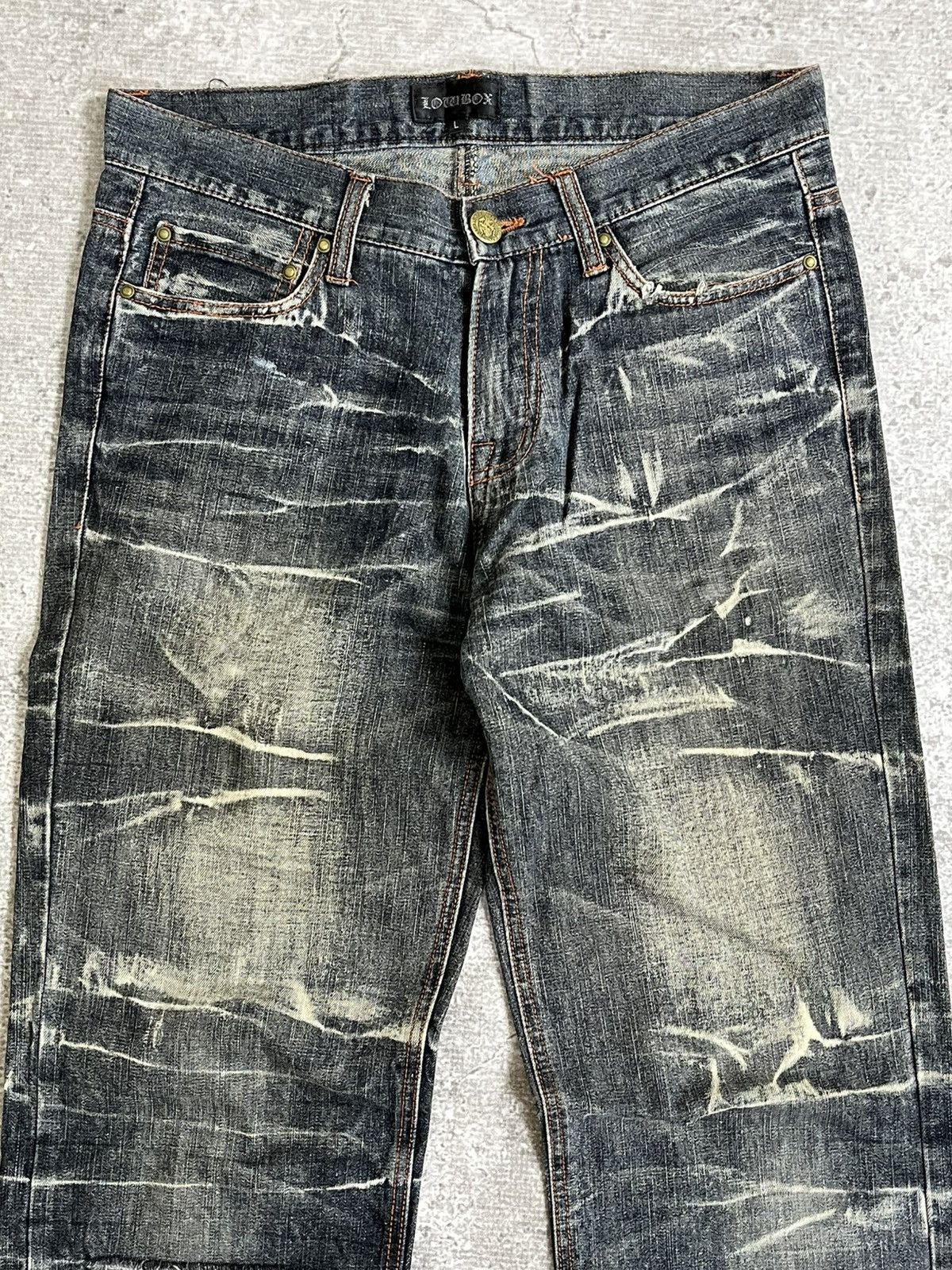 If Six Was Nine 2000s Japanese Brand Lowbox Distressed Jeans Size US 32 / EU 48 - 3 Thumbnail