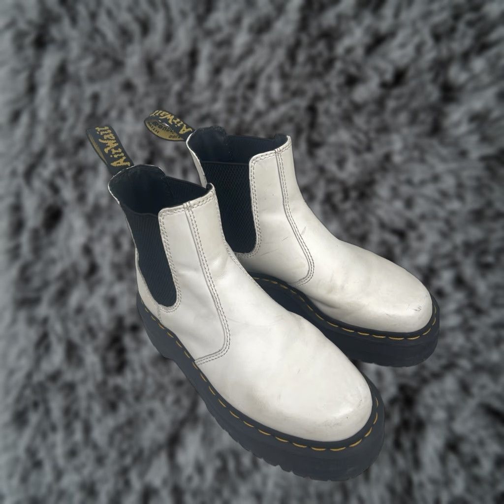 Martens 2976 Quad White Platform Chelsea Boots Women Size