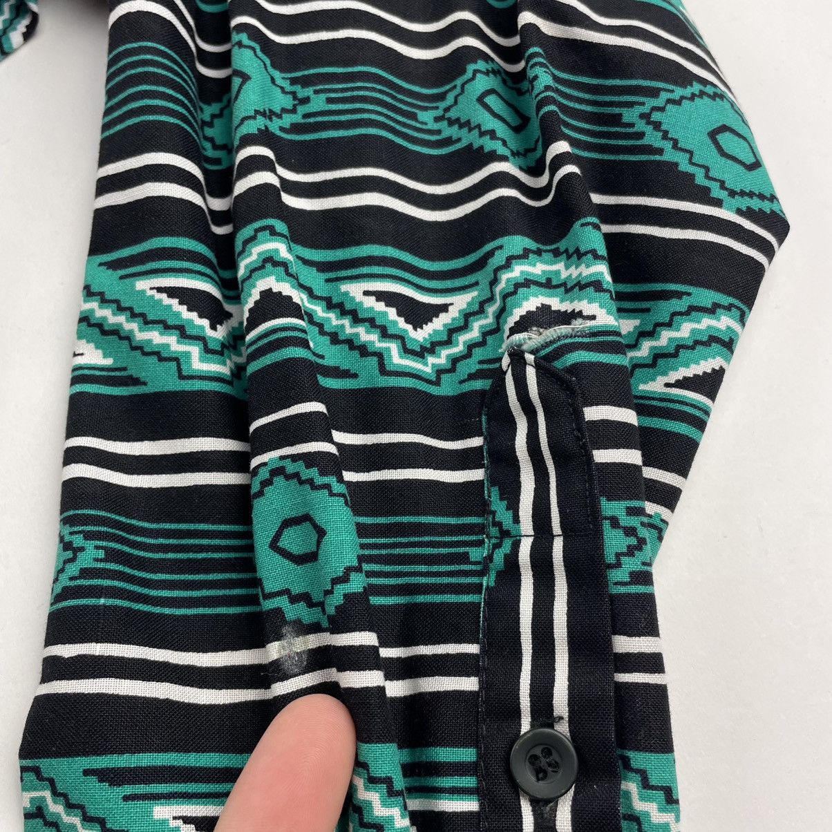 Vintage Wrangler Brushpopper Shirt XL Teal Cowboy Western Aztec 90s Size US XL / EU 56 / 4 - 3 Thumbnail