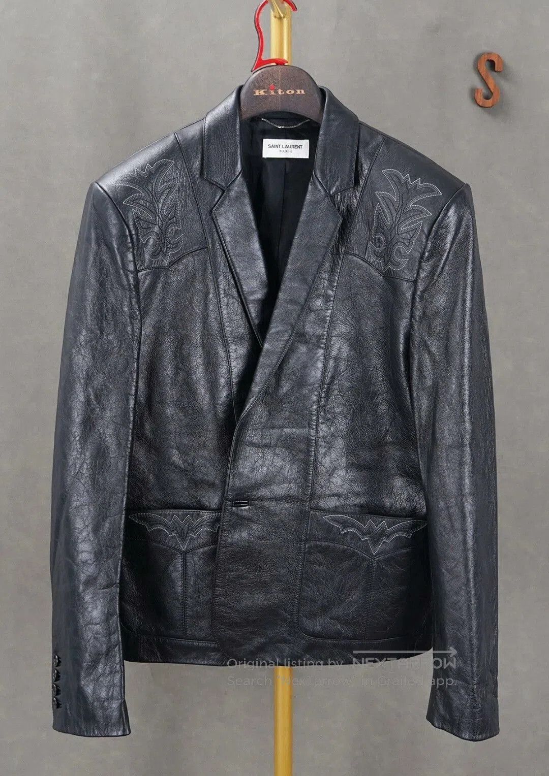 Yves Saint Laurent Saint Laurent Black Leather Blazer Jacket. Size US L / EU 52-54 / 3 - 2 Thumbnail