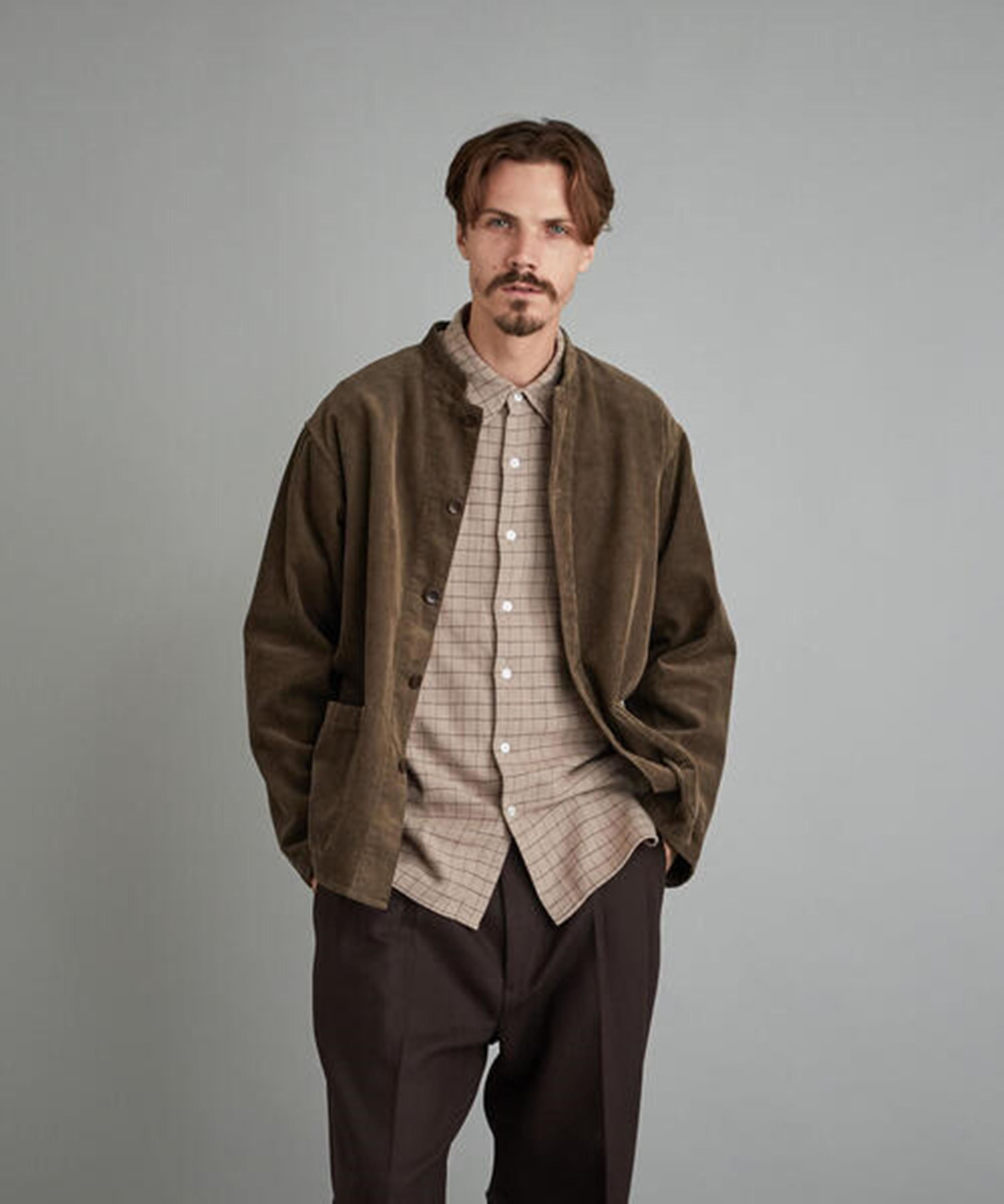 image of Steven Alan 8Wale Corduroy Stand Collar Coverall in Brown, Men's (Size XL)