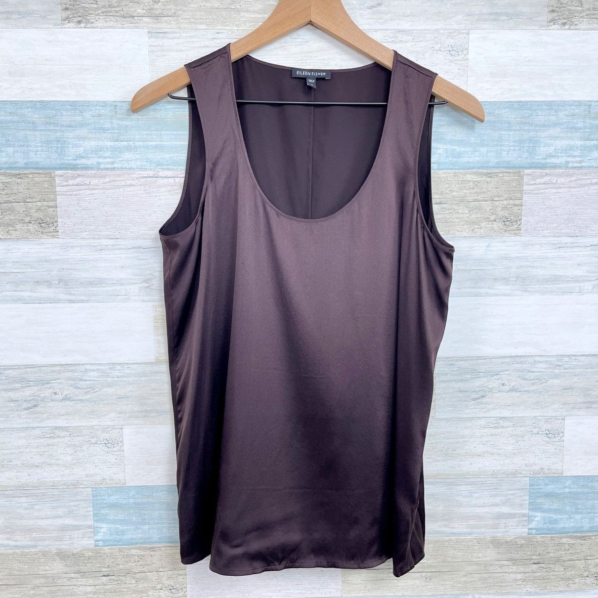 Eileen Fisher Eileen Fisher Silk Sleeveless Satin Tank Top Brown S Size S / US 4 / IT 40 - 1 Thumbnail