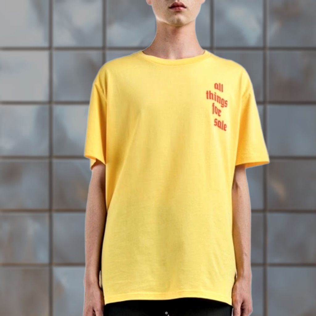 Vintage ATELIER NEW REGIME All Things For Sale Graphic Yellow Crewneck T-Shirt Sz. M Mens Size US M / EU 48-50 / 2 - 1 Thumbnail
