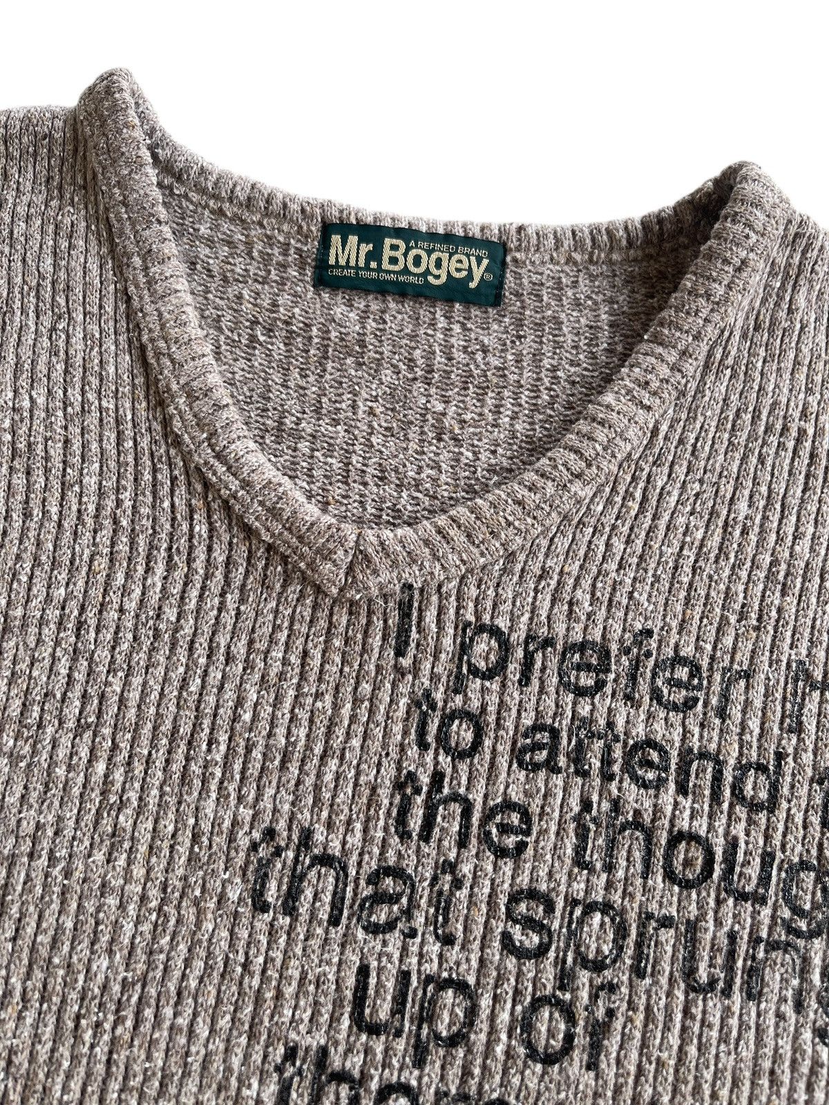 Japanese Brand Vintage Mr.Bogey Knitted Wording Shirt Size US L / EU 52-54 / 3 - 2 Thumbnail