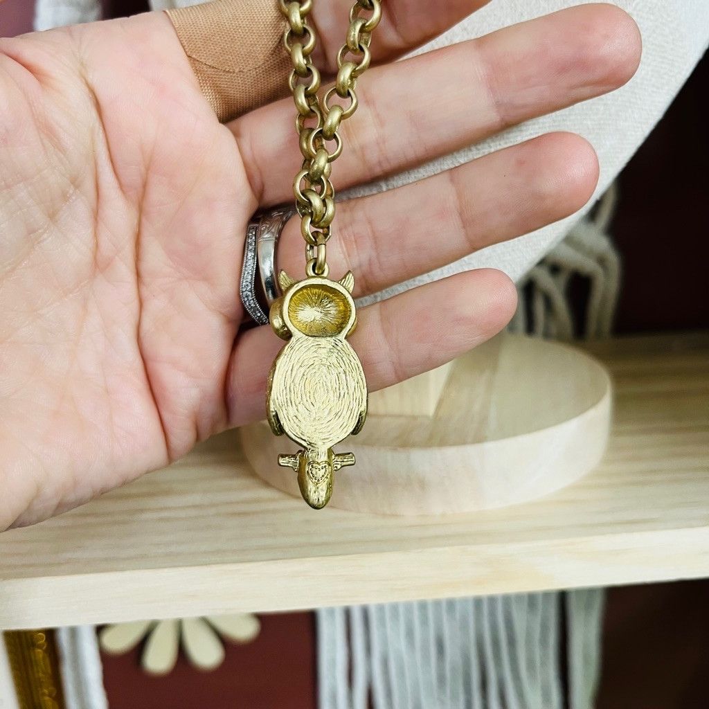 Jewelry Boho Owl Pendant Necklace Gold Toned Metal Chain Size ONE SIZE - 5 Thumbnail