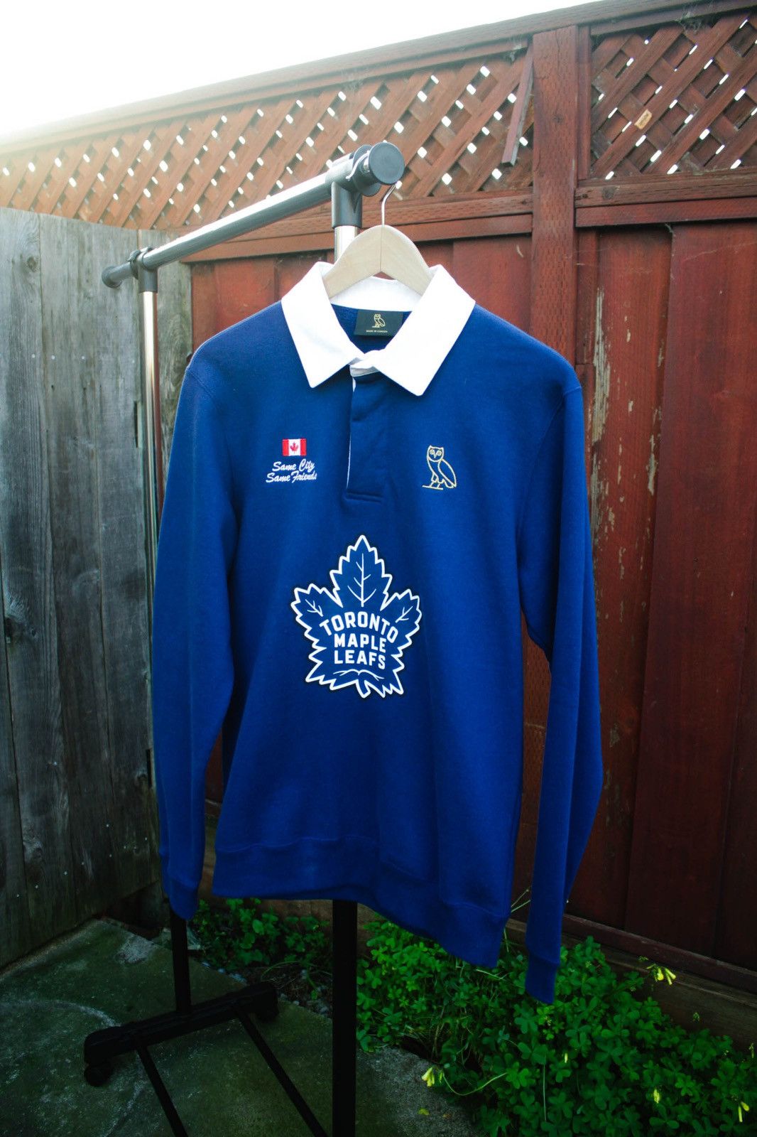 image of Drake Ovo X Toronto Maple Leafs Rugby Polo in Royal Blue, Men's (Size Small)