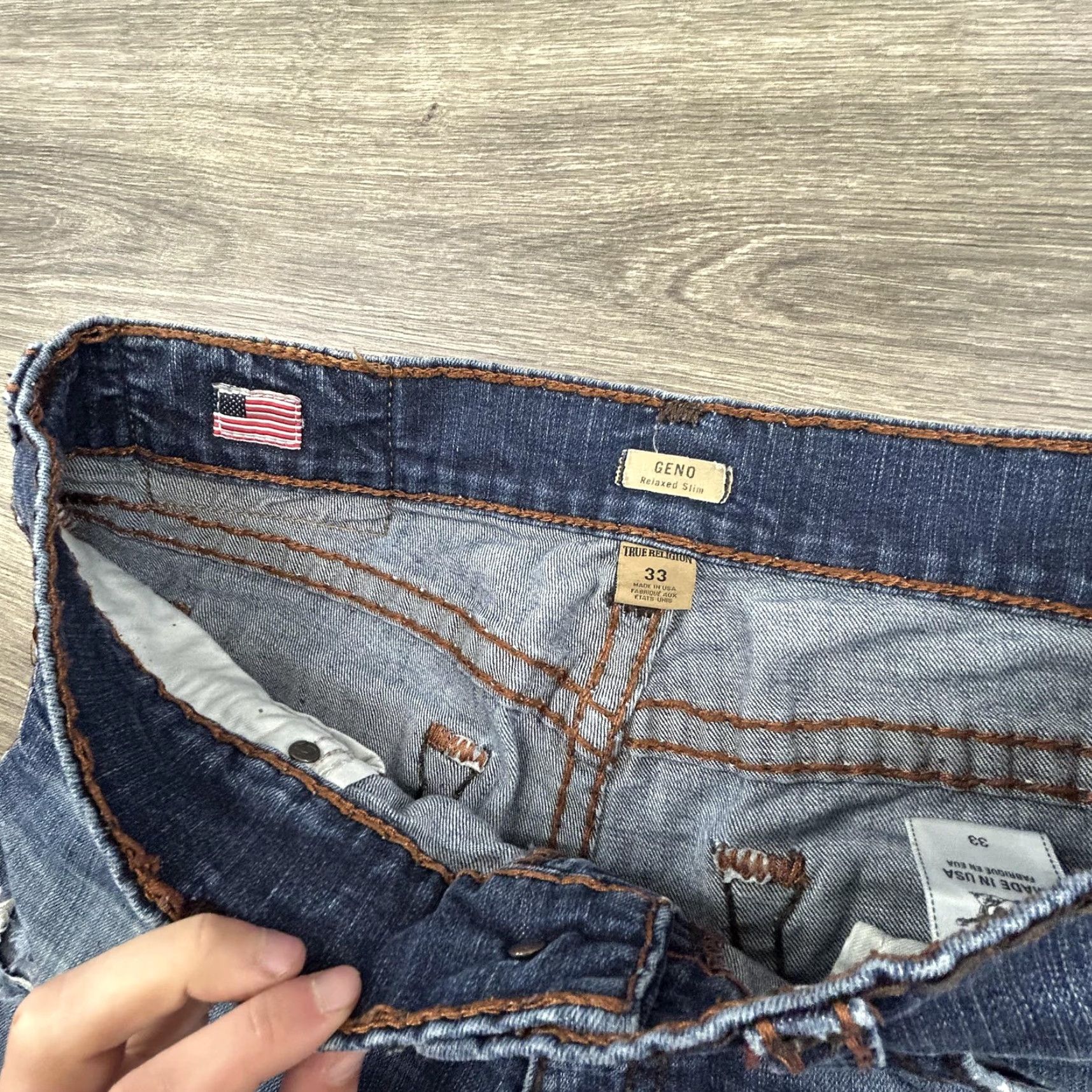 True Religion VINTAGE True Religion Jeans Mens 32x33 Blue Geno Slim Straight Distressed Made USA Size US 32 / EU 48 - 4 Thumbnail