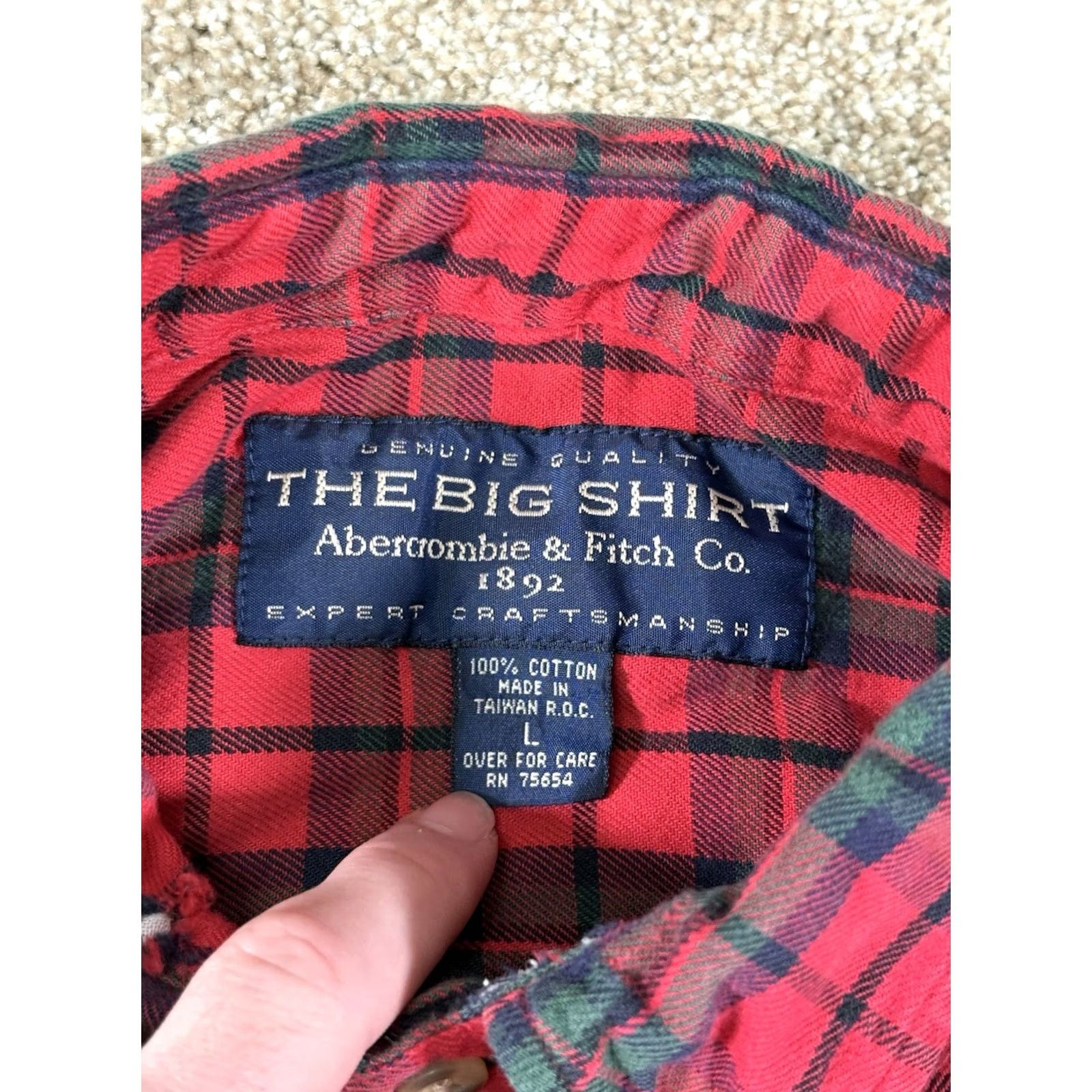 Abercrombie & Fitch Abercrombie & Fitch Big Shirt Mens Large Red Flannel Button Up 100% Cotton Shirt Regular Mens Red Flannel Button-Up Pockets Vintage No Size US L / EU 52-54 / 3 - 6 Thumbnail