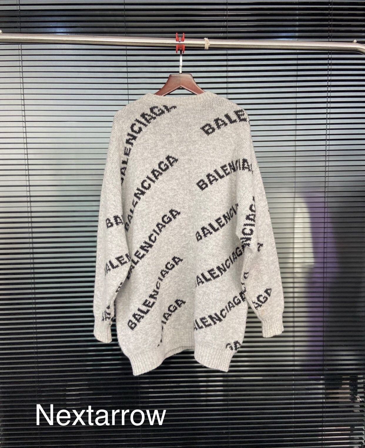 Balenciaga Balenciaga printed bullet twill letter grey knitted sweater Size US S / EU 44-46 / 1 - 2 Thumbnail