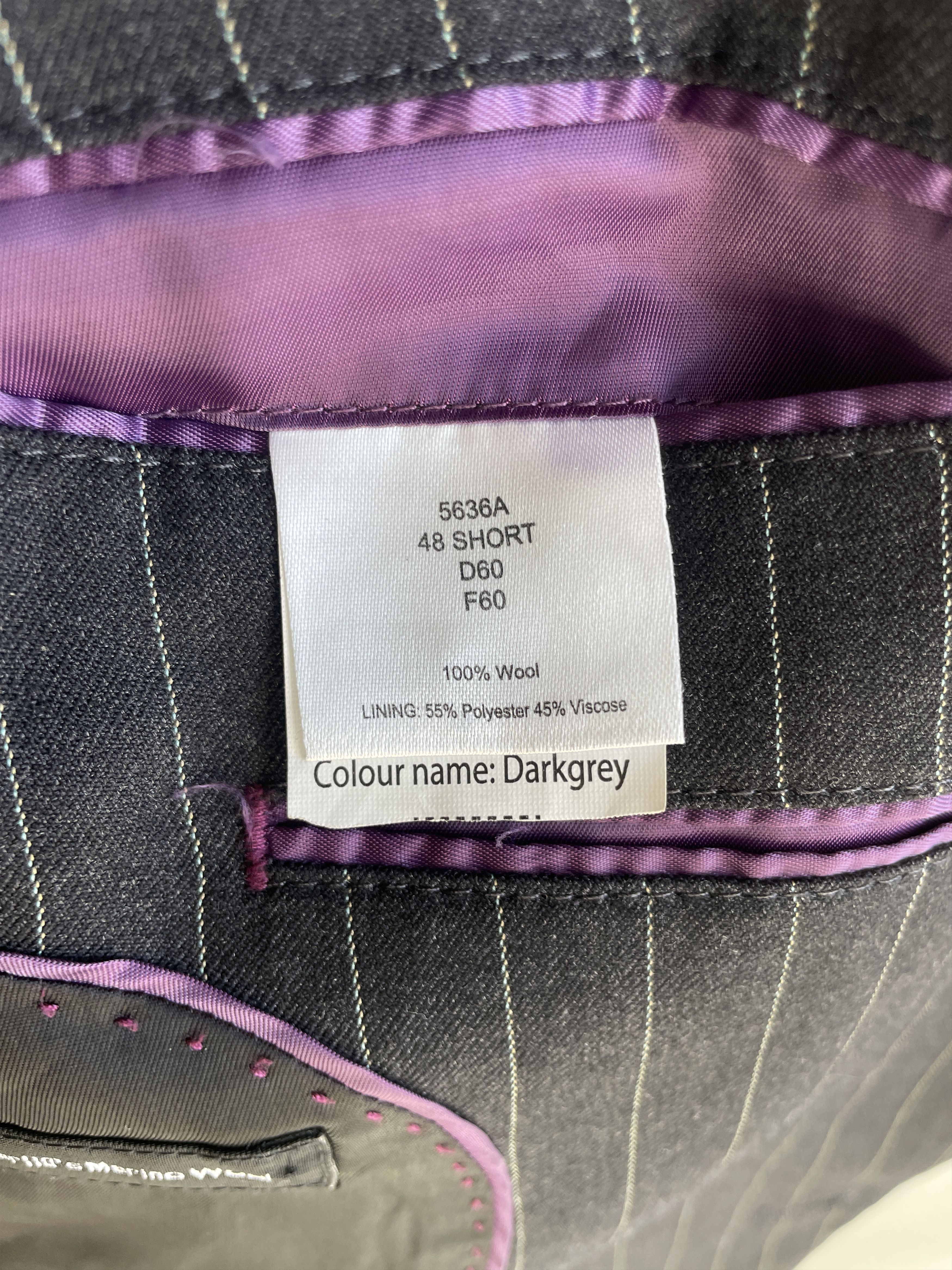 Other Brook Taverner Charcoal Gray Pinstripe Wool Suit Size 48S - 17 Thumbnail