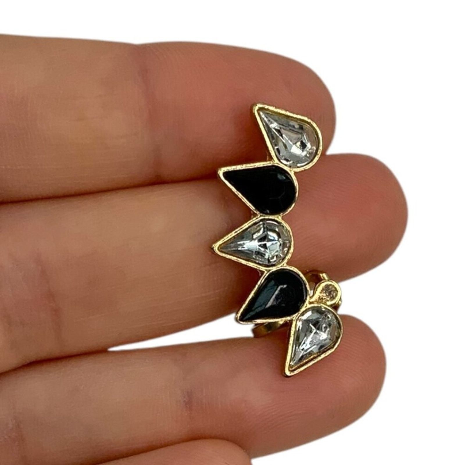 Other Black Clear Rhinestone Ear Climber Earring Size ONE SIZE - 1 Thumbnail