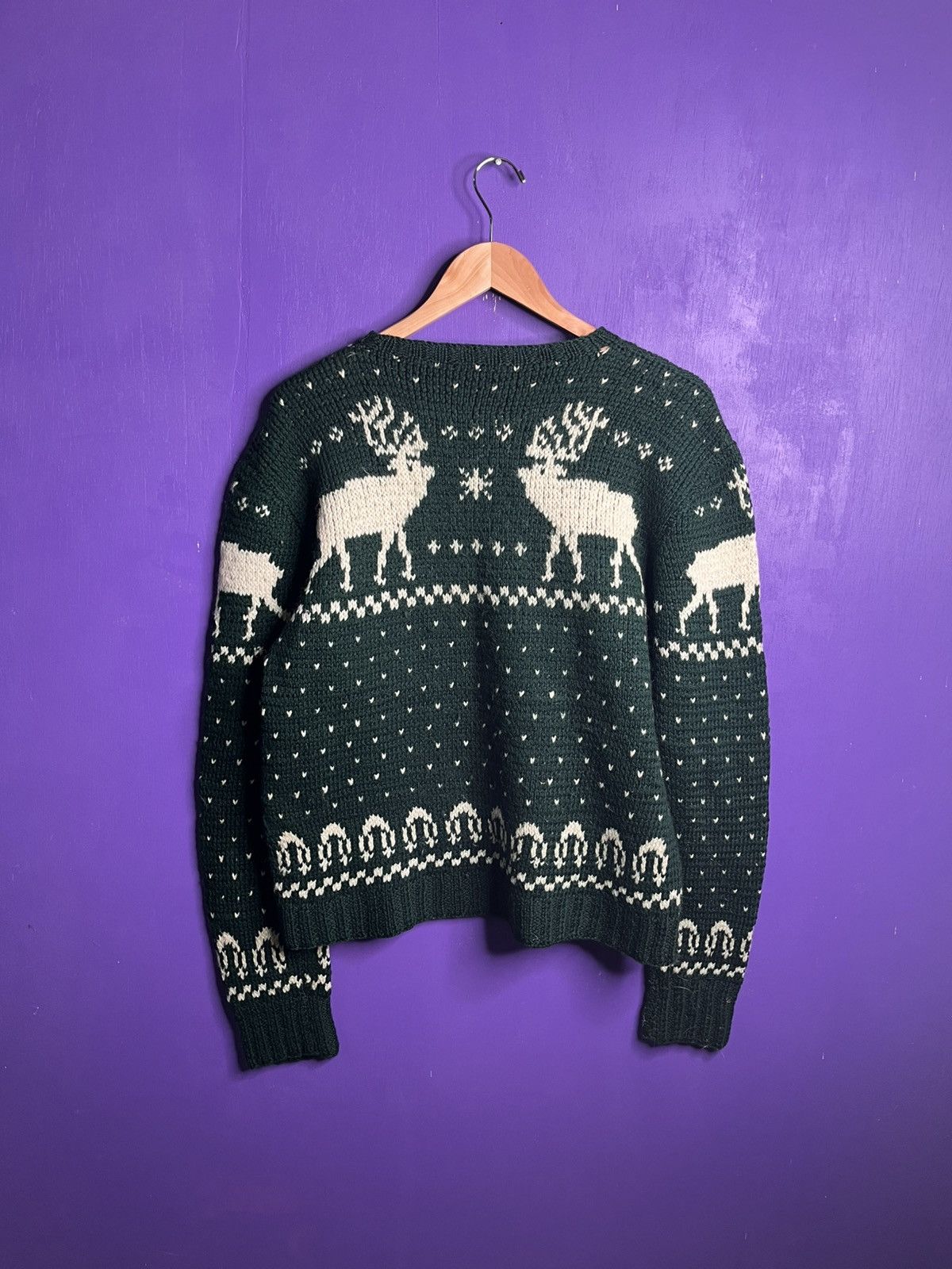 Vintage Vintage 80s Deer winter pattern knit sweater Size US M / EU 48-50 / 2 - 2 Thumbnail