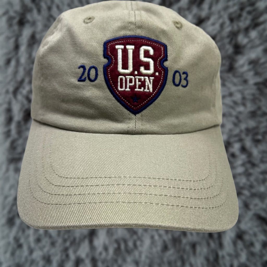 Vintage VINTAGE 2003 US Open Golf Hat Cap Beige Leather Patch Mark Jackson Chicago Illinois Mens One Size Adjustable Cotton Size ONE SIZE - 1 Thumbnail