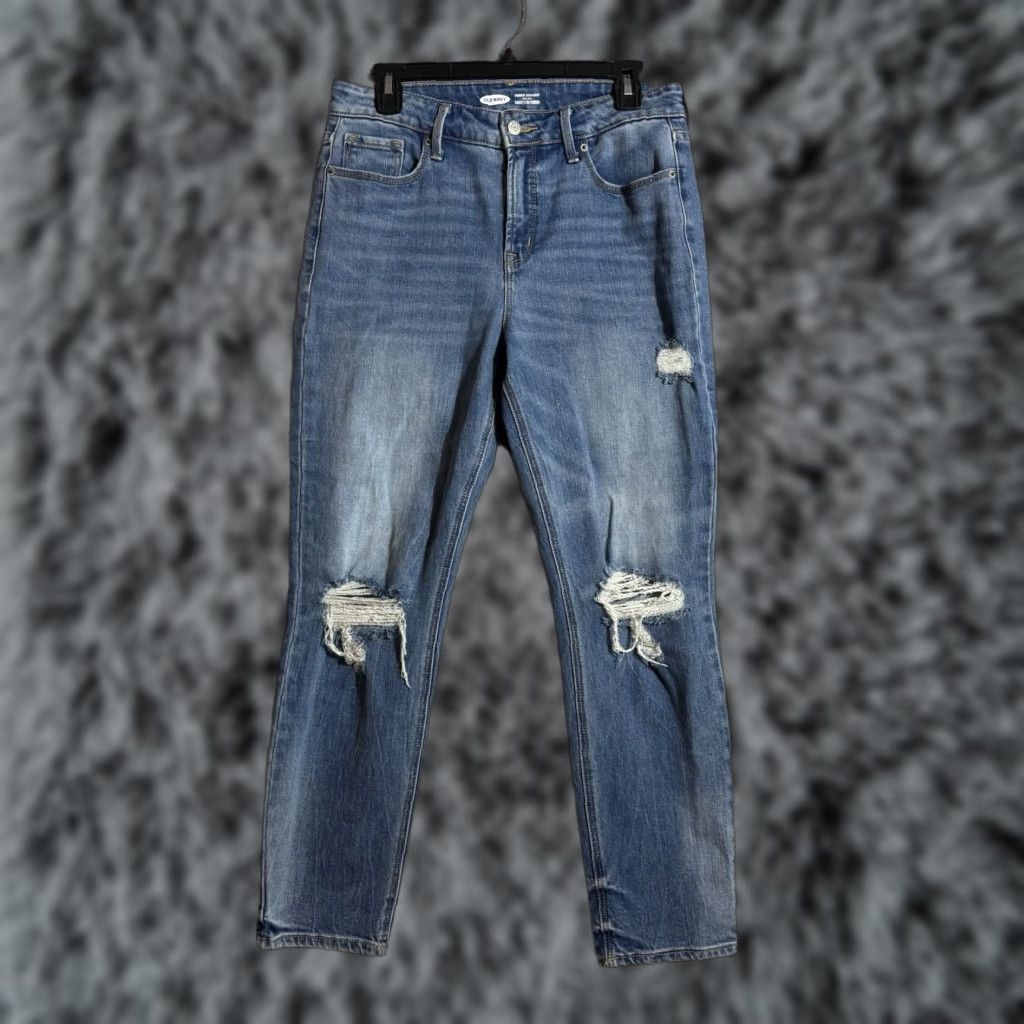 Old Navy VINTAGE Old Navy Jeans Womens Size 10 Power Straight Distressed Ripped Grunge Streetwear Jeans Womens Regular Blue 5-Pocket Denim Mid Rise Size 32" / US 10 / IT 46 - 1 Thumbnail