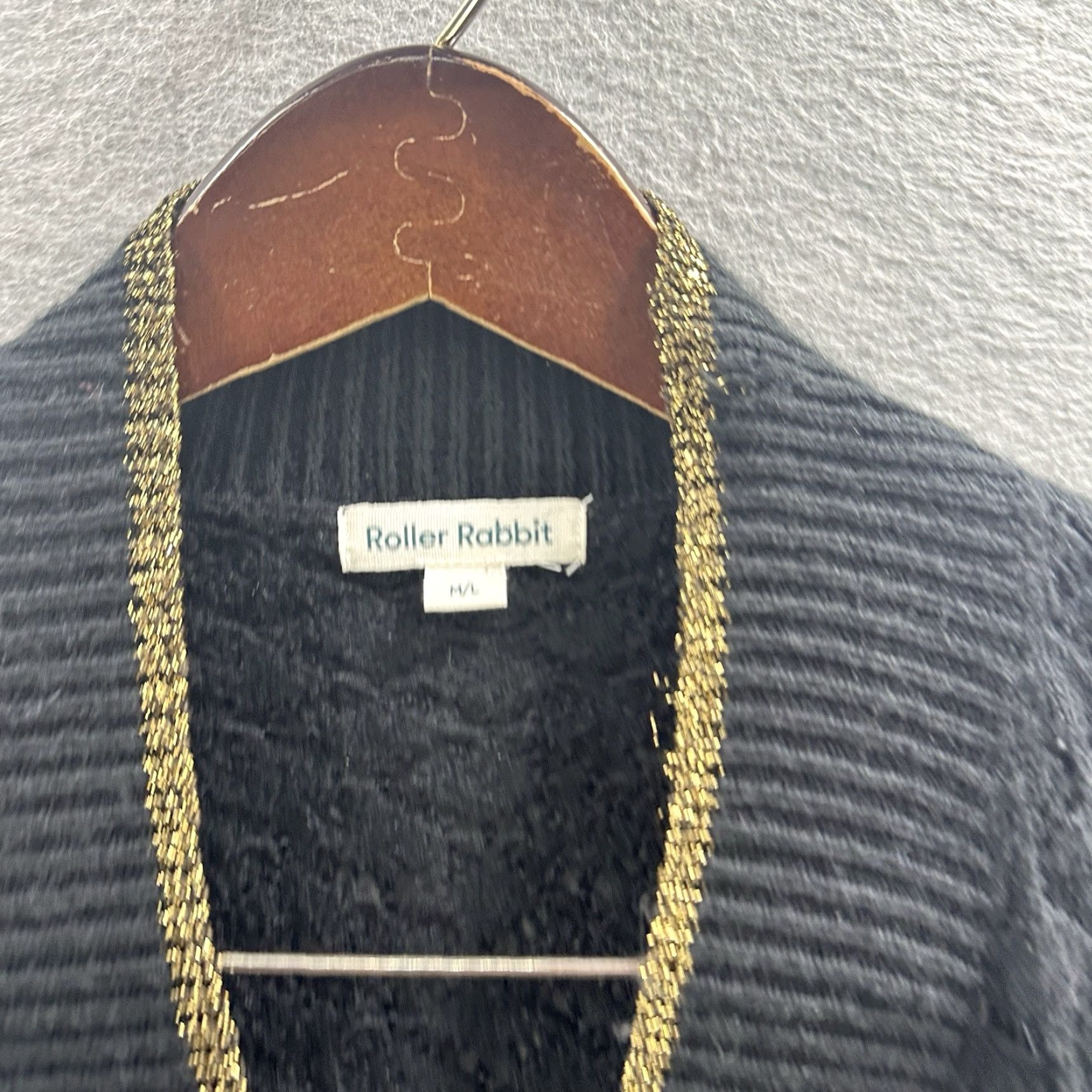 Vintage ROLLER RABBIT Cardigan Sweater Womens L Black Knit Cardigan Bohemian Classic 90s Style Designer Women's Large Black Cardigan Sweater Womens L Size L / US 10 / IT 46 - 5 Thumbnail
