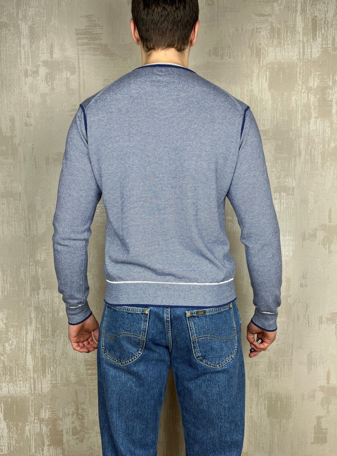 Hackett Hackett London V-neck Striped All Cotton Sweater Size US L / EU 52-54 / 3 - 14 Thumbnail