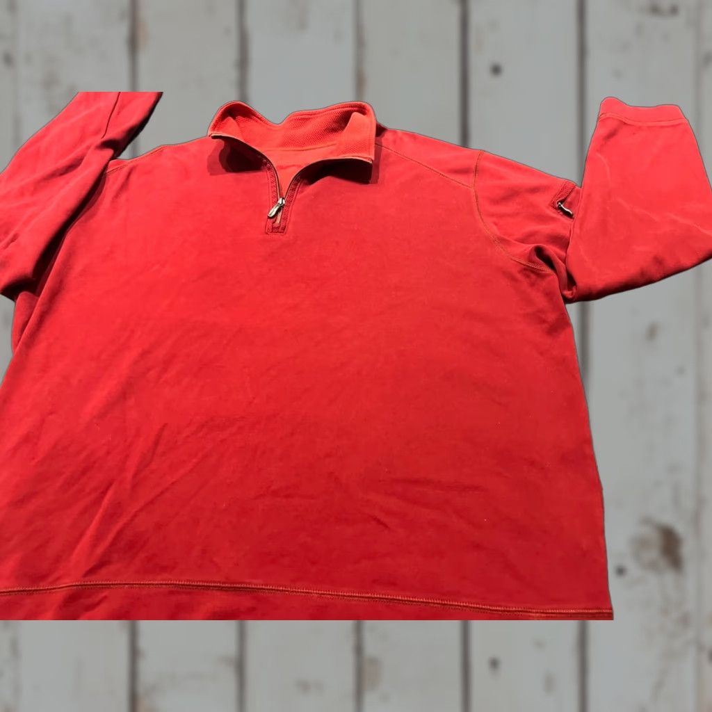 Tommy Bahama Tommy Bahama Sweater Mens 2XL Long Sleeve Red Fleece 1/4 Zip Mock Neck Pockets Pullover Size US XXL / EU 58 / 5 - 1 Thumbnail