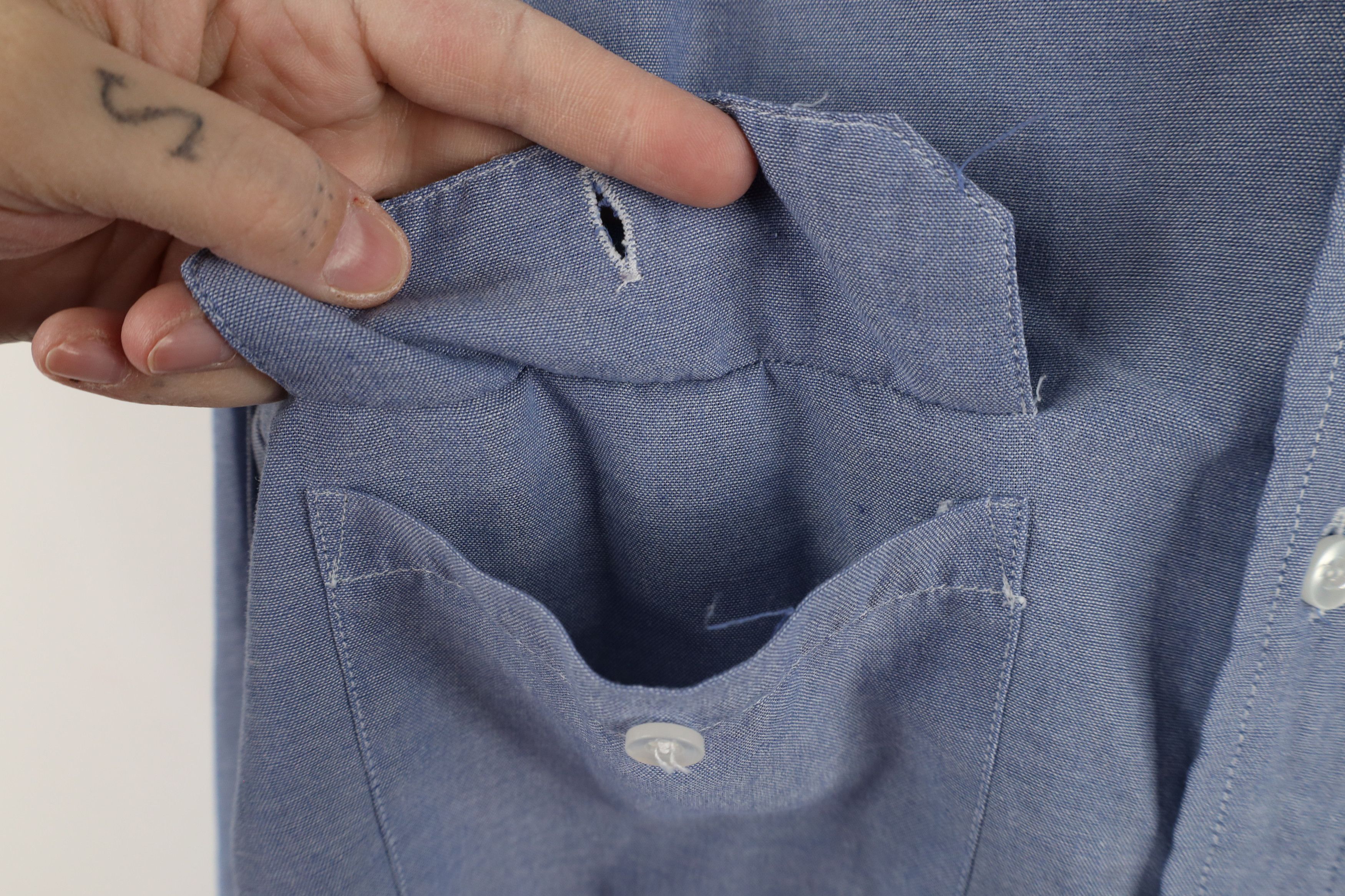 Vintage Vintage 90s Streetwear Chambray Workwear Button Shirt Blue Size US L / EU 52-54 / 3 - 6 Thumbnail