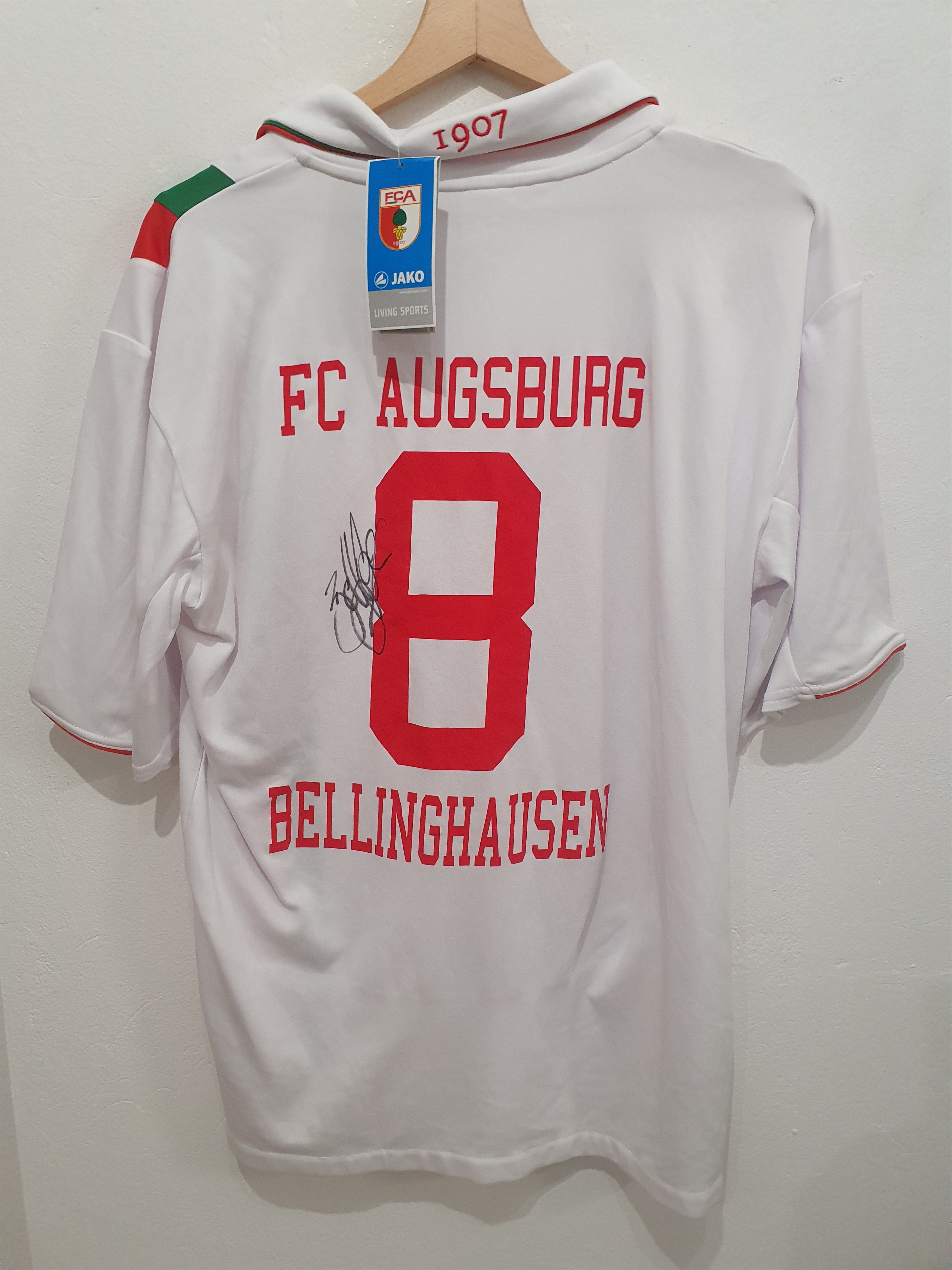 image of Jersey x Soccer Jersey Bellinghausen Fc Augsburg Jako Size M / L Football Shirt in White, Men's