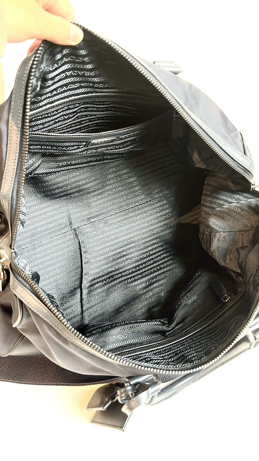 Prada Prada Bleu Tessuto Saffiano-Leather-Trim Duffle Bag Size ONE SIZE - 12 Thumbnail