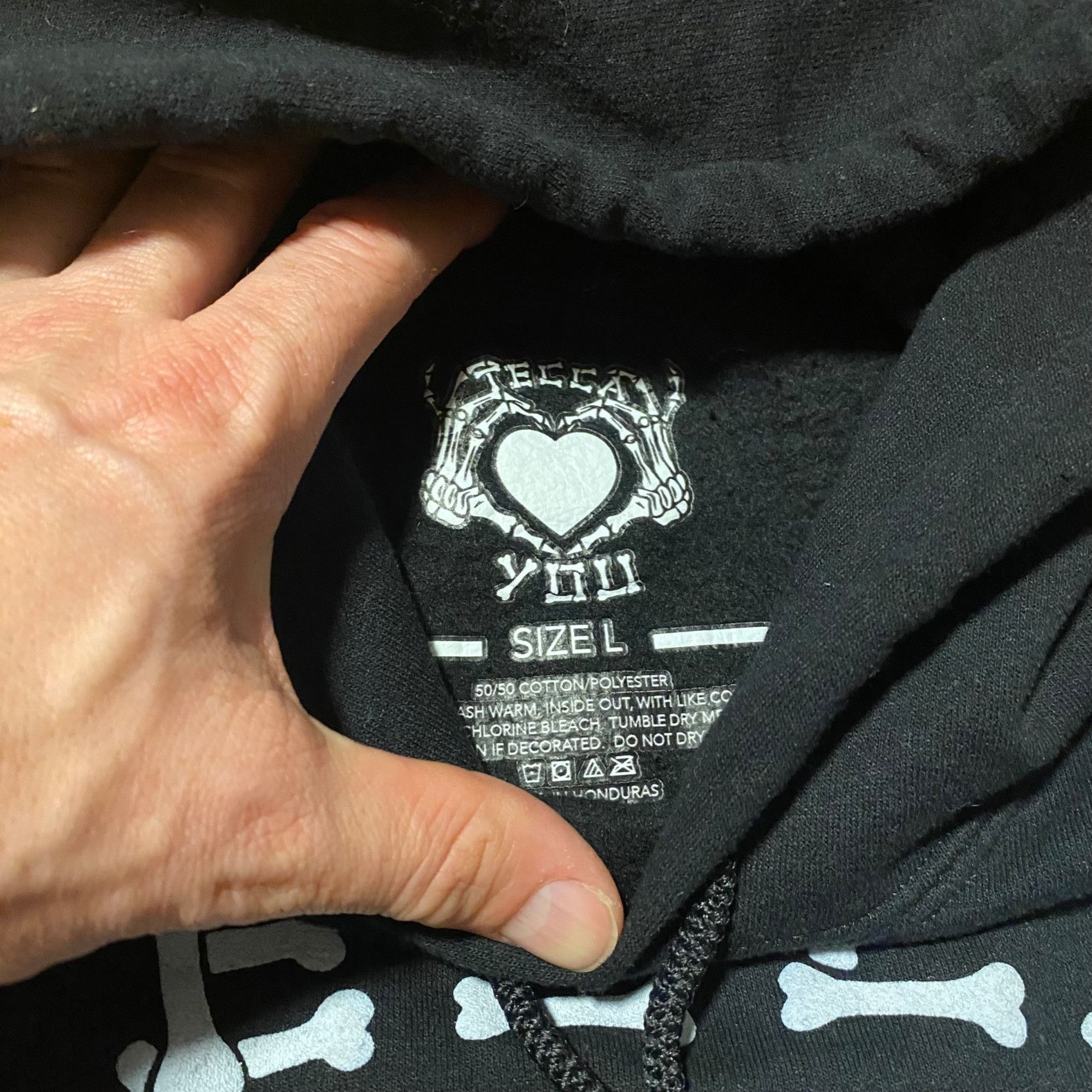 Other Tecca Tour Hoodie Black Skeleton Hands Heart Design Cotton/P Size US L / EU 52-54 / 3 - 2 Thumbnail