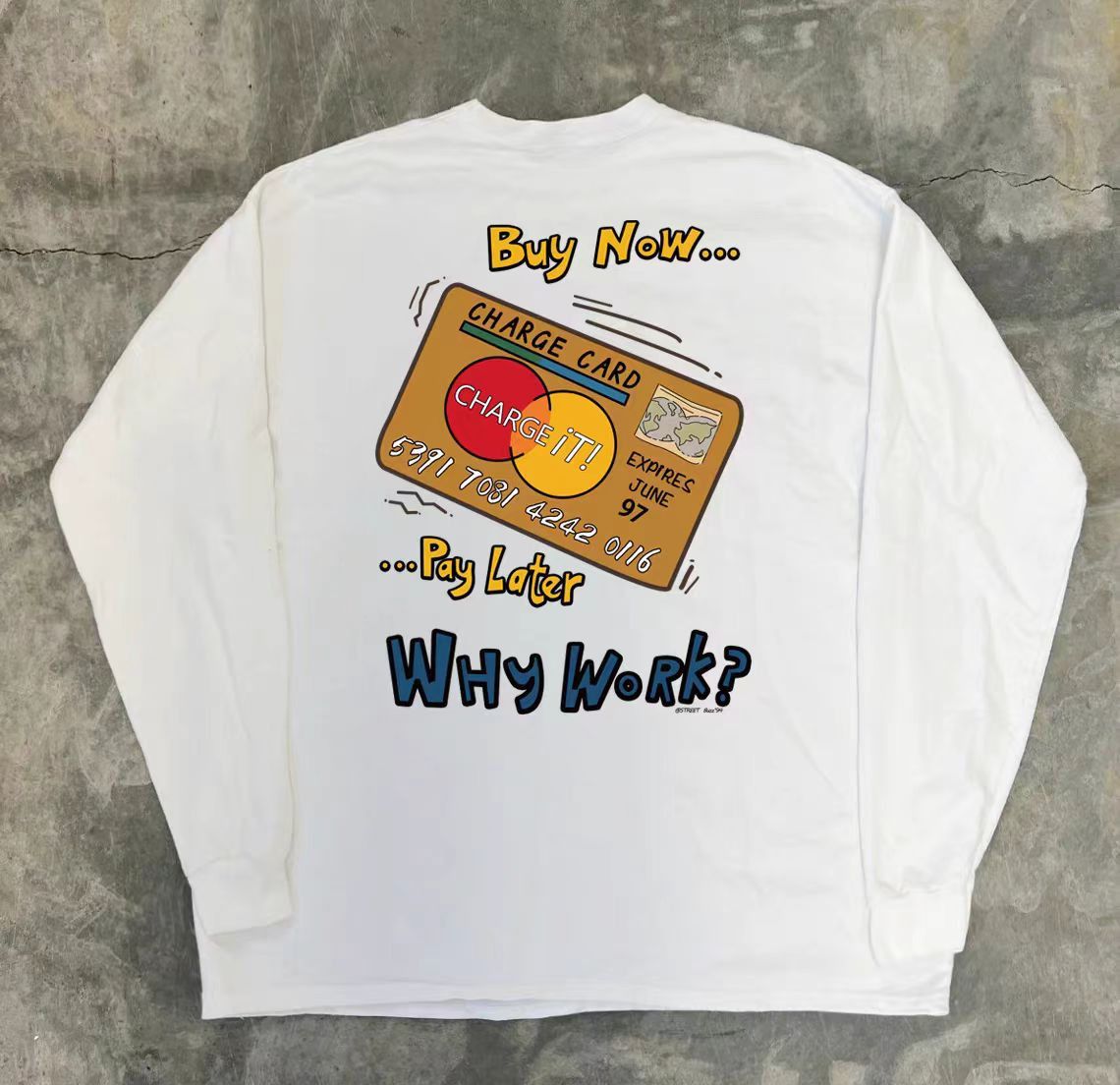 Japanese Brand White street retro credit card pattern long sleeve t-shirt Size US L / EU 52-54 / 3 - 1 Thumbnail
