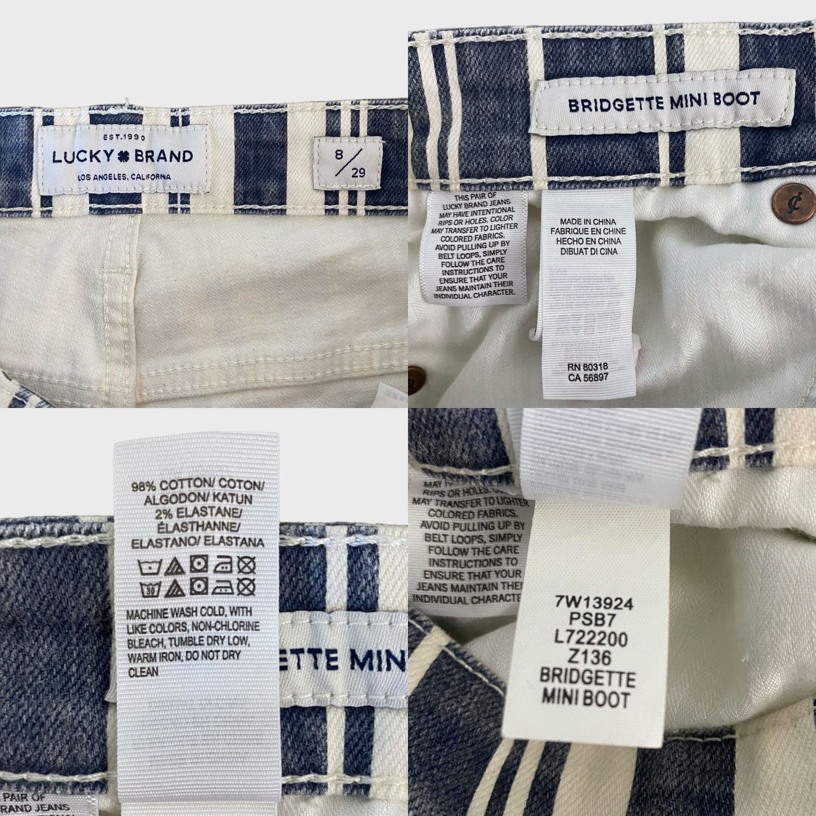 Lucky Brand Lucky Brand Bridgette High-Rise Crop Jeans Womens 29 Perry Stripe-Blue Denim 5-Pocket Cropped Capri Mini Boot Modern Slim Fit Size 29" - 8 Thumbnail