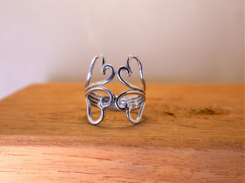 Handmade Handmade Silver Butterfly Ring, Sterling Silver Promise Ring Size ONE SIZE - 2 Thumbnail