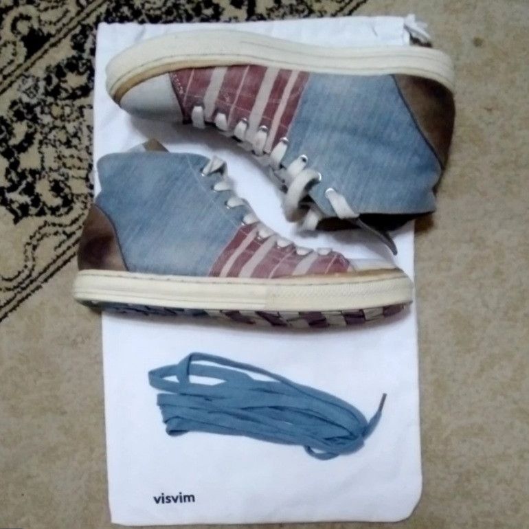Visvim Visvim Lauda Stripe Folk Natural Dye Skagway hi top sneakers Size US 8 / EU 41 - 2 Thumbnail