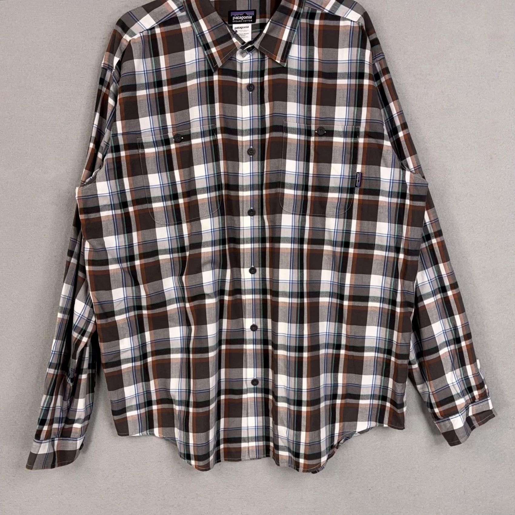 Patagonia Patagonia Shirt Mens XL Brown Plaid Organic Cotton Long Sleeve Button-Up Outdoors Gorp Size US XL / EU 56 / 4 - 3 Thumbnail