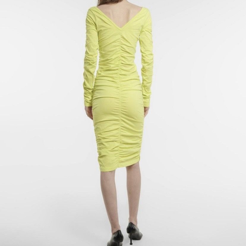Helmut Lang HELMUT LANG RUCHED MIDI DRESS ACID LIME Size S / US 4 / IT 40 - 9 Thumbnail
