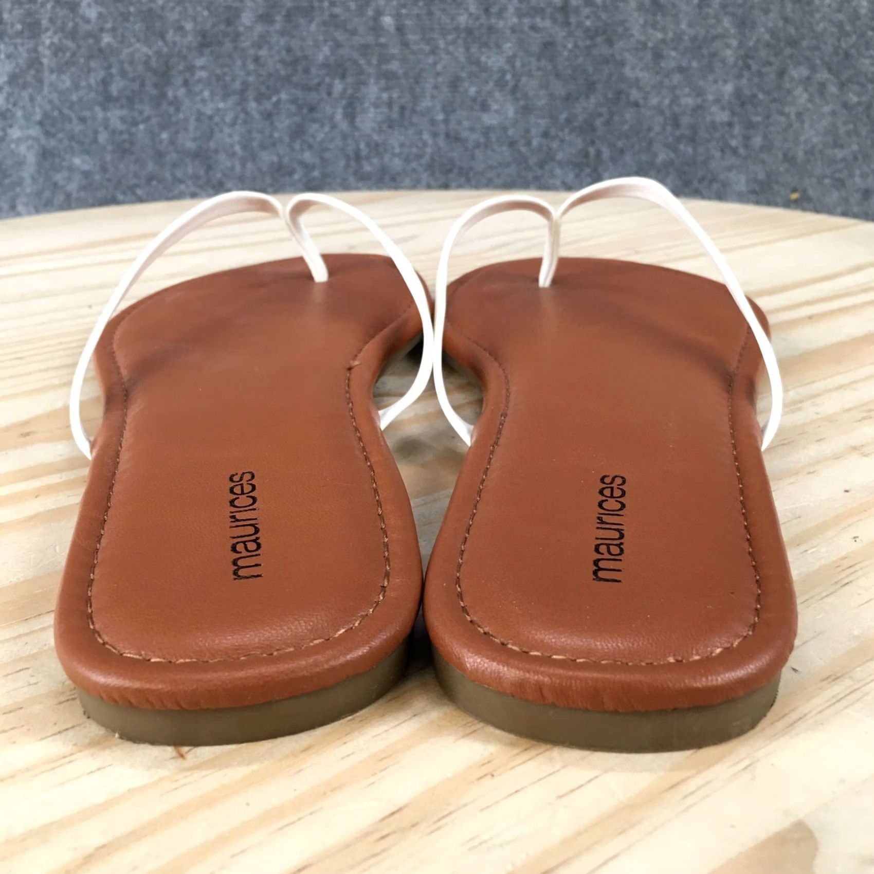 Vintage Maurices Flip Flop Sandals Women 10 Toe Post Casual Flat White Brown Pattern Solid Shallow Thong Womens Size US 10 / IT 40 - 7 Thumbnail