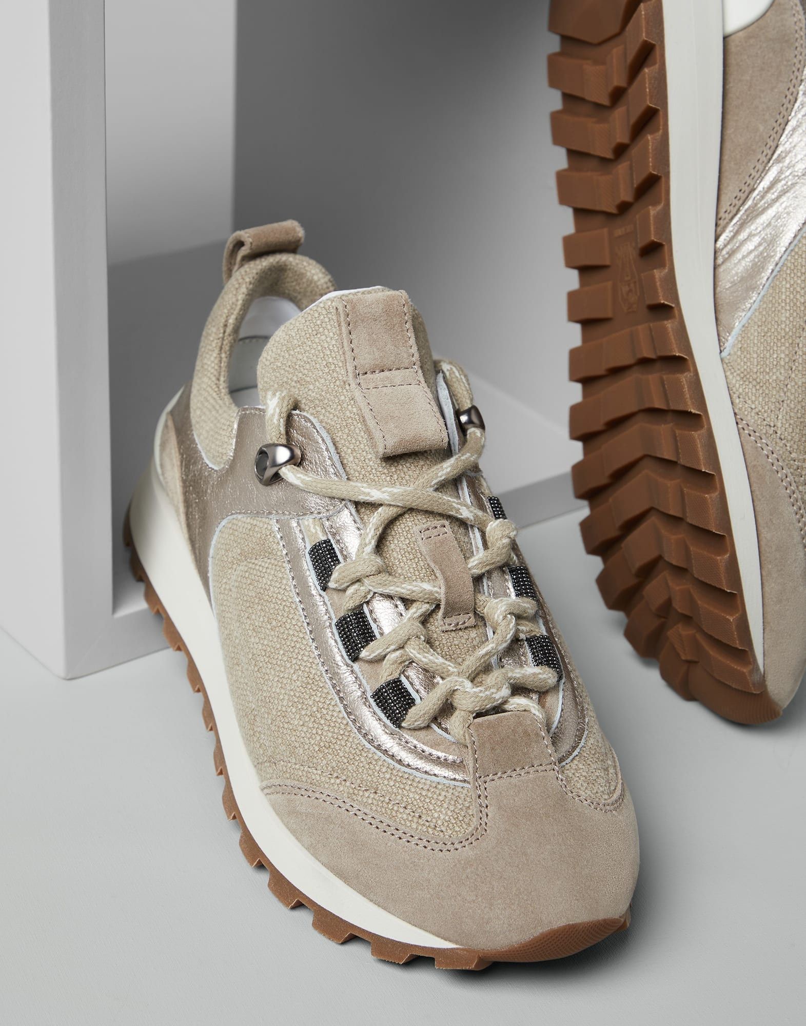 Brunello Cucinelli o1w1db10825 Pair Of Sneakers in Natural Beige Size US 8 / IT 38 - 3 Thumbnail