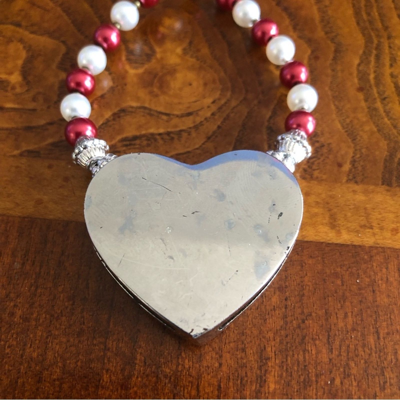 Handmade Handcrafted repurpose pave heart Pearl necklace Size ONE SIZE - 10 Thumbnail